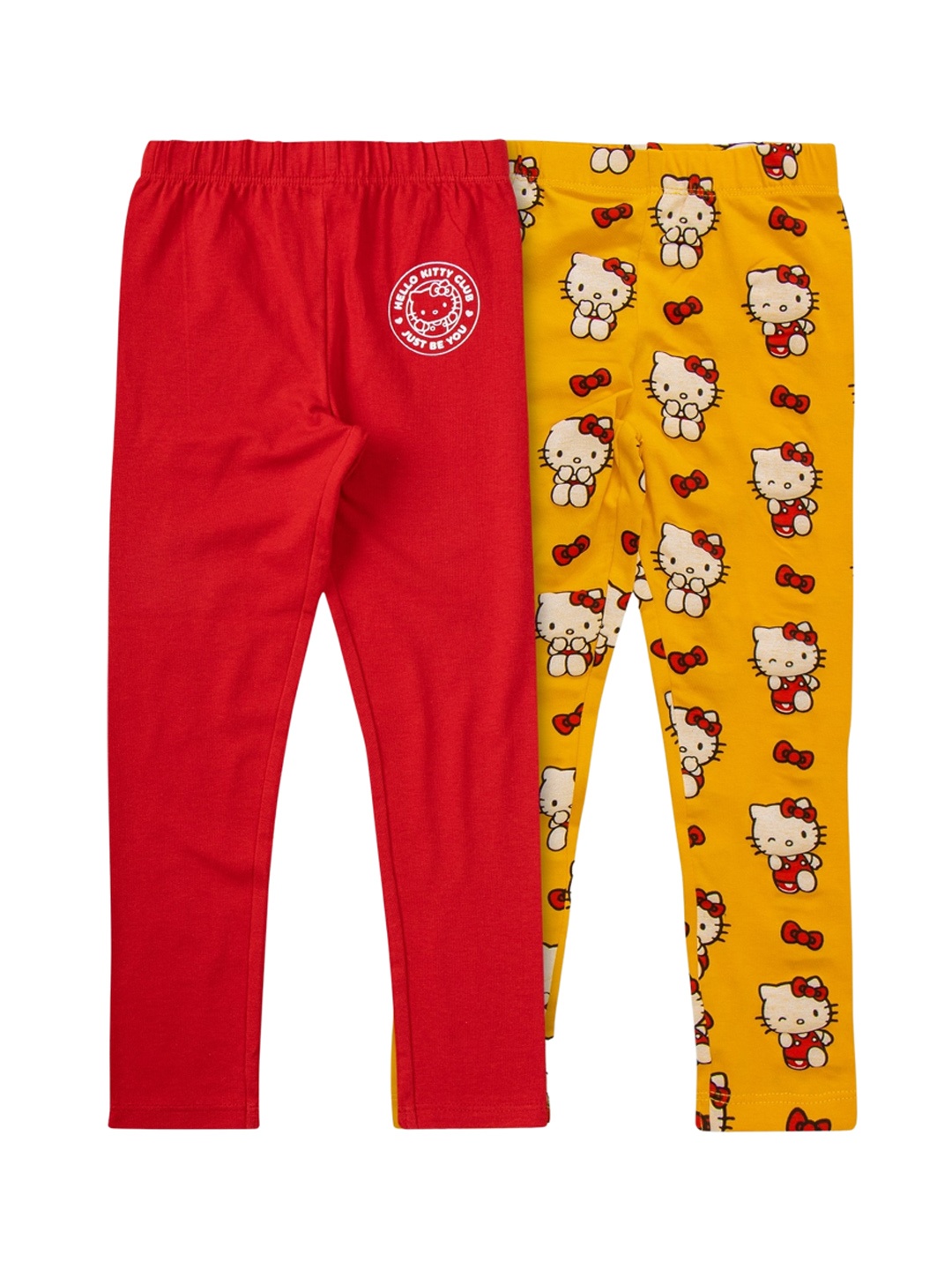 

JusCubs Girls Pack Of 2 Printed Ankle-Length Pure Cotton Leggings, Mustard