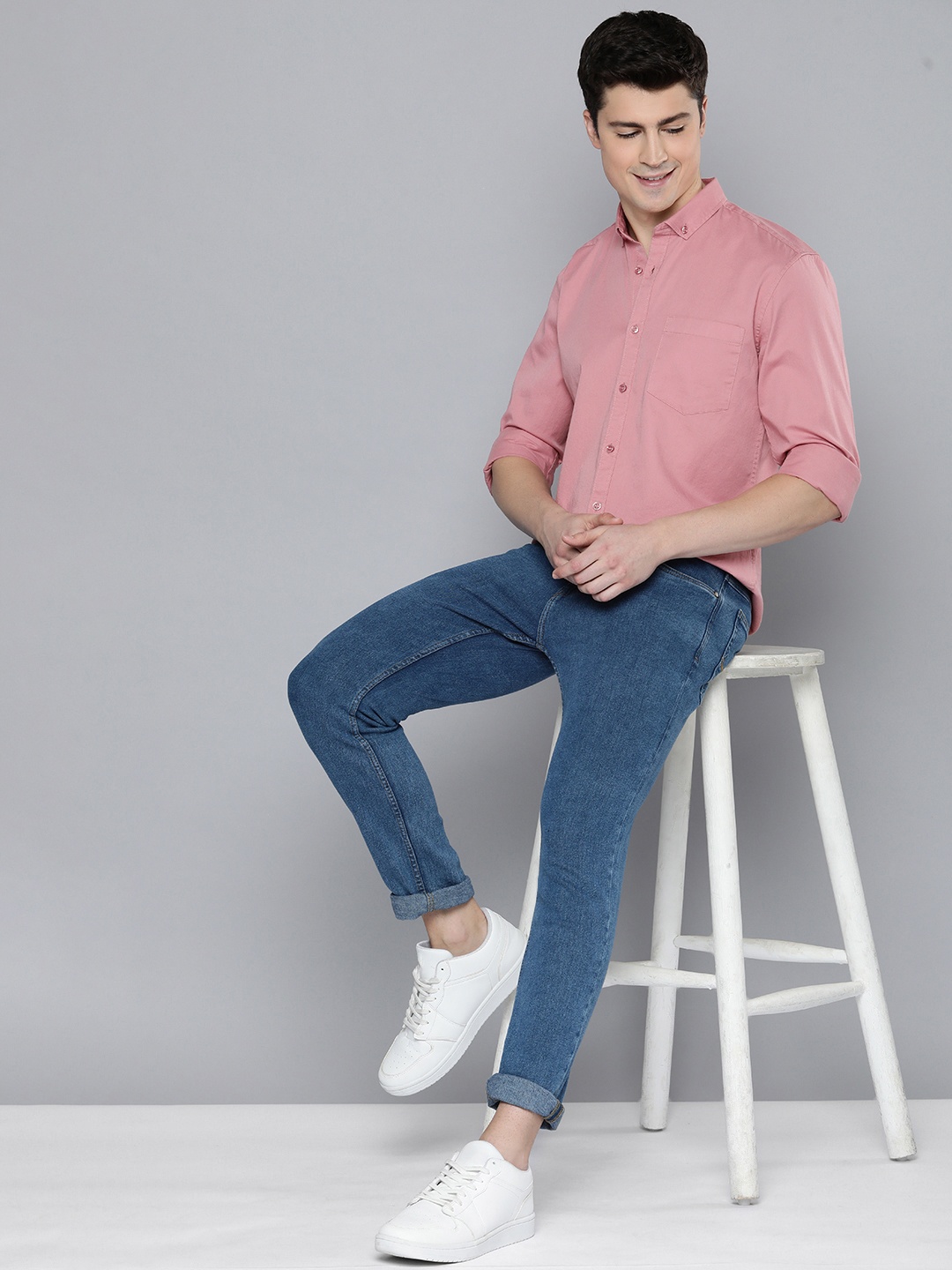 

Mast & Harbour Standard Solid Twill Cotton Casual Shirt, Pink