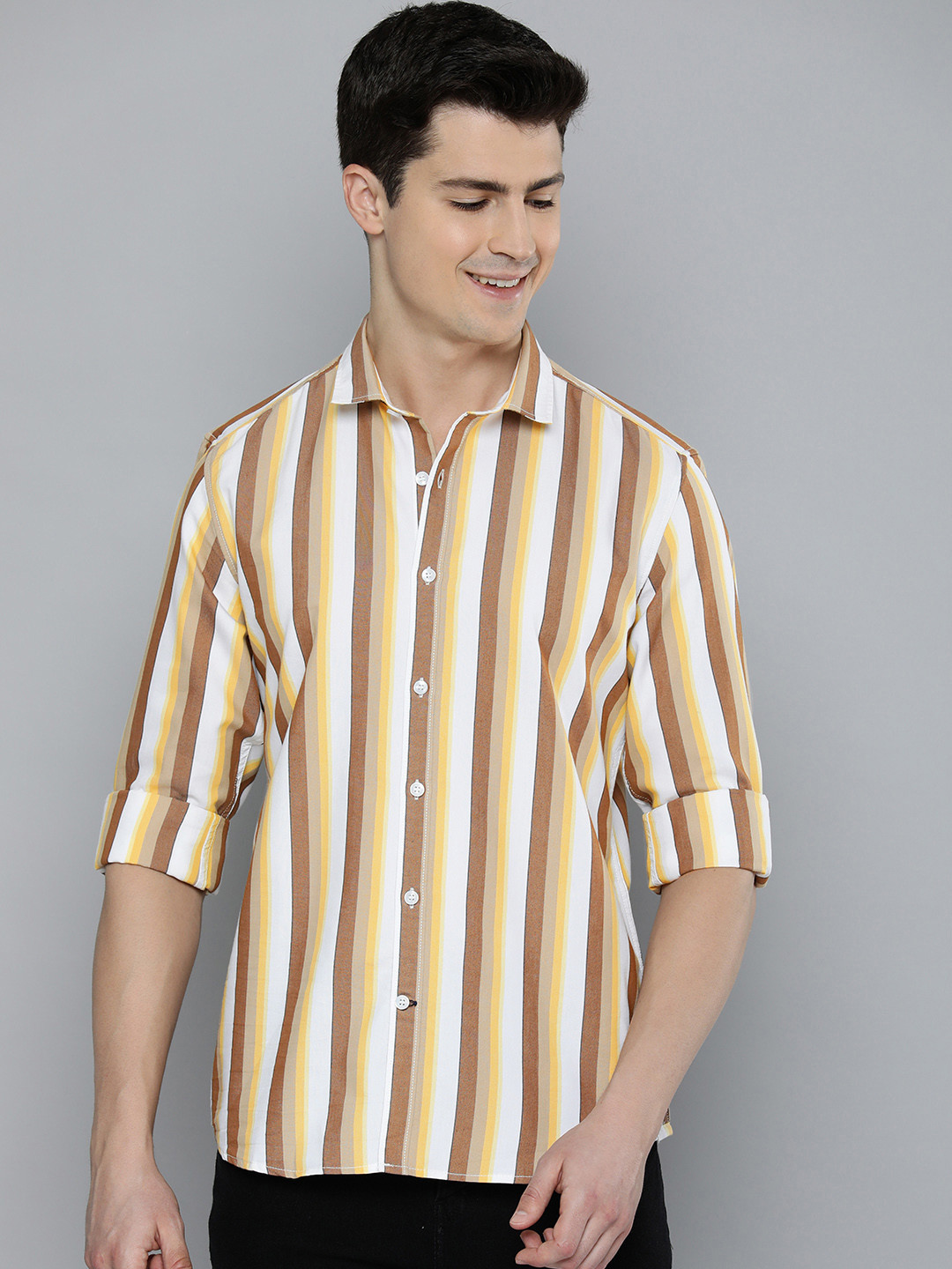 Mast & Harbour Men Standard Striped Casual Shirt