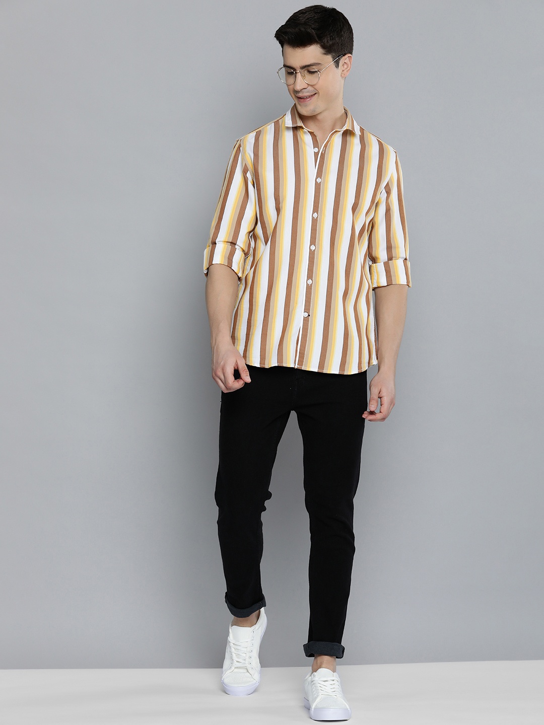 

Mast & Harbour Men Standard Striped Casual Shirt, Multi