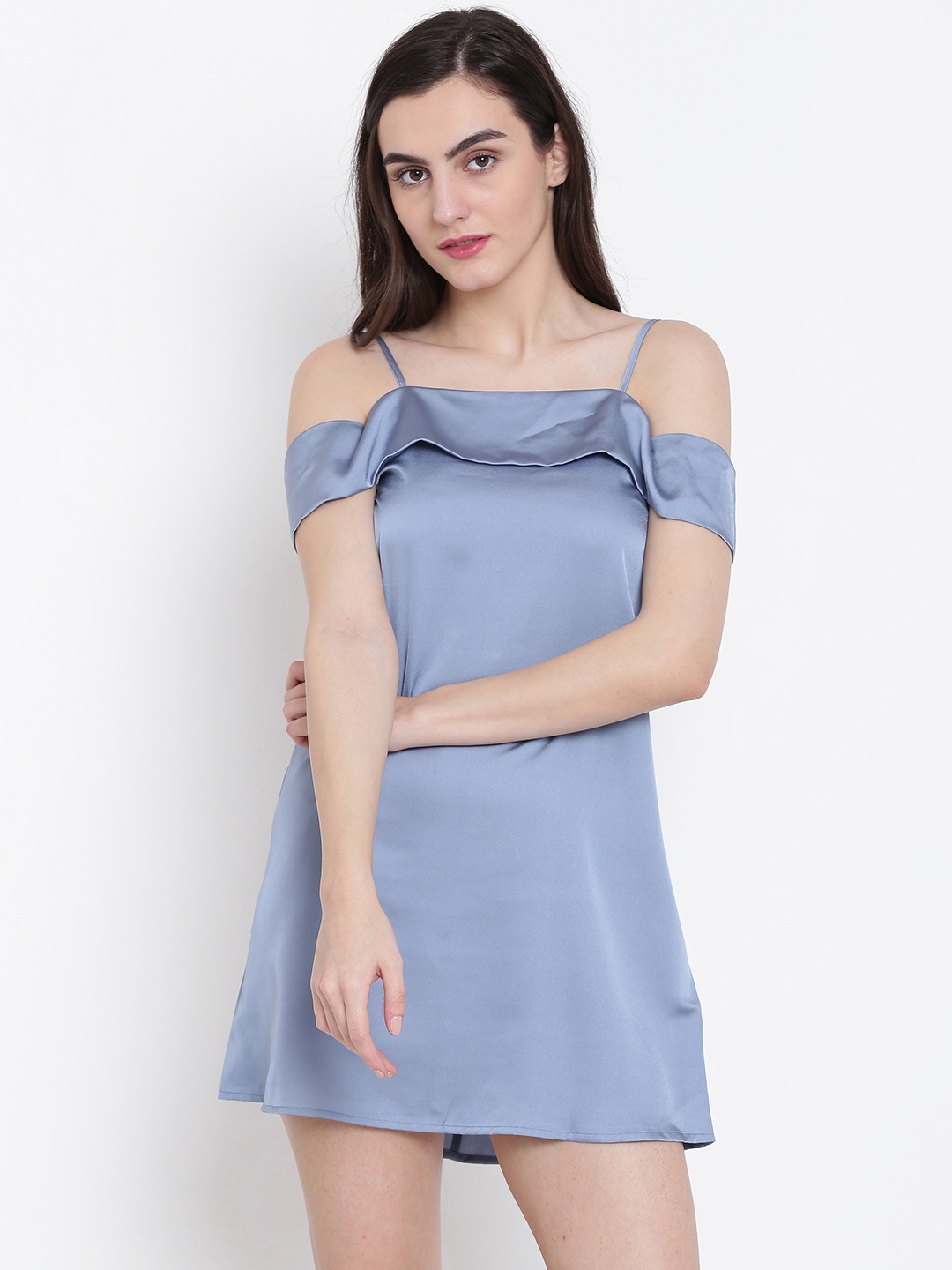 

FOREVER 21 Women Blue Solid A-Line Dress