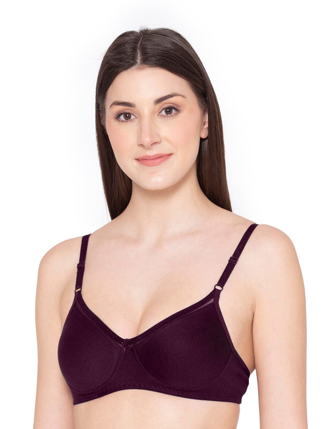 

GROVERSONS Paris Beauty Non Padded Cotton Seamless Non-Wired T-shirt Bra, Burgundy