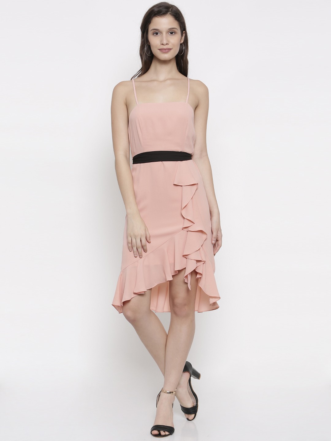

FOREVER 21 Women Peach-Coloured Solid A-Line Dress