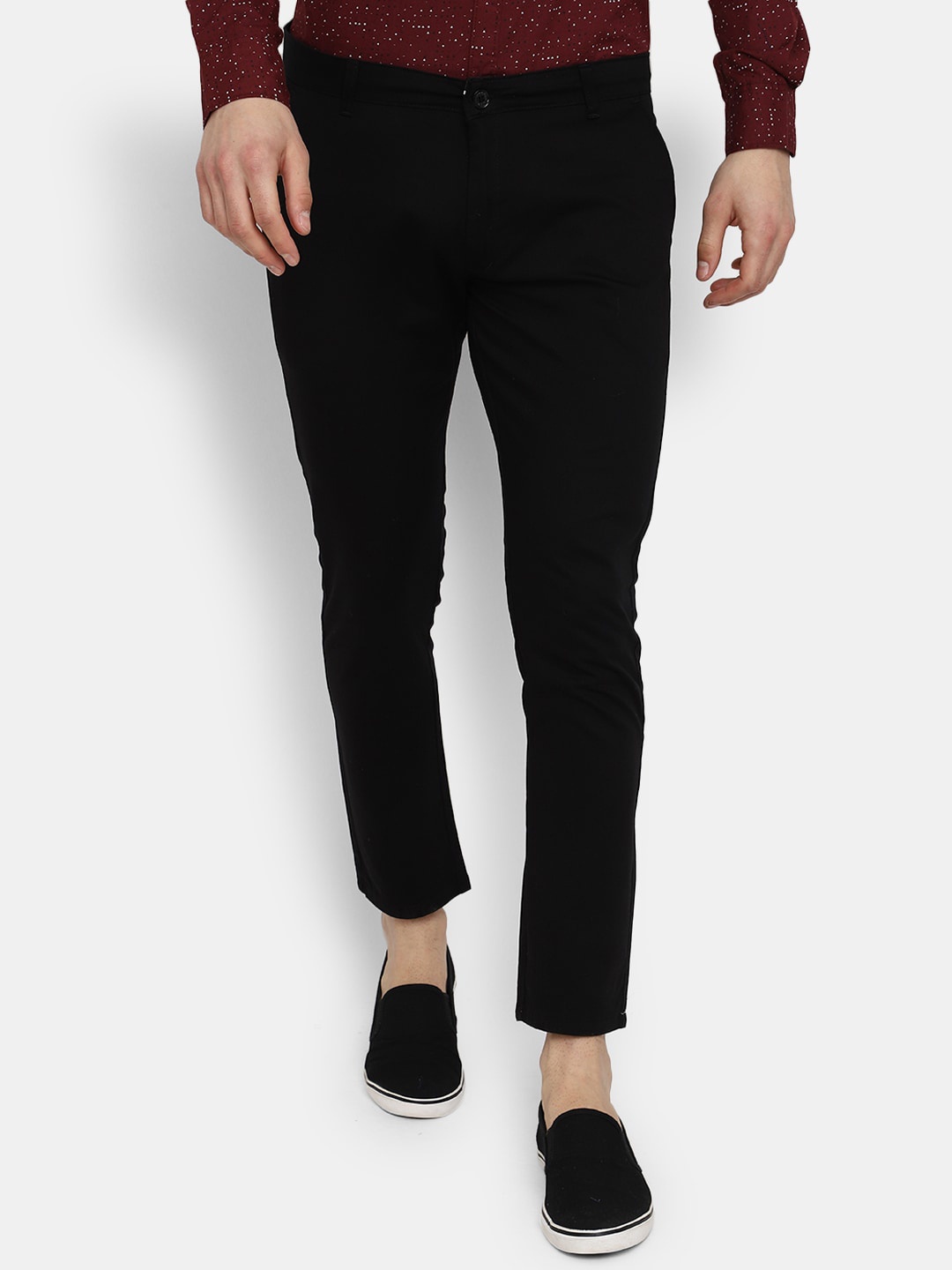 

V-Mart Men Classic Mid-Rise Trousers, Black