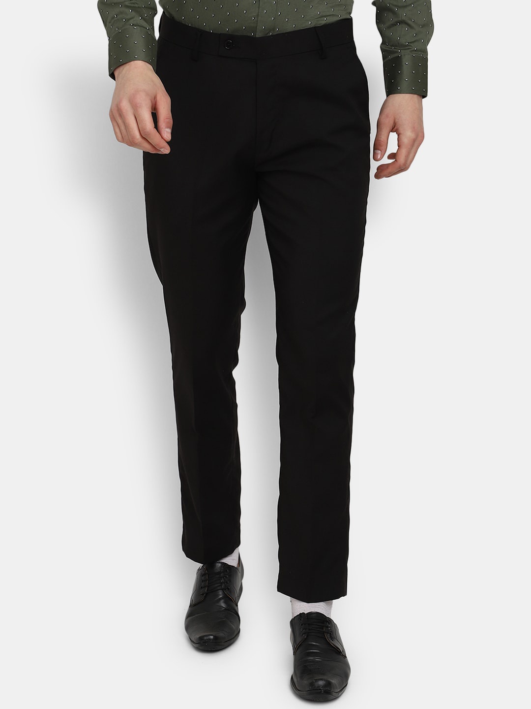 

J White by Vmart Men Classic Slim Fit Cotton Trousers, Black