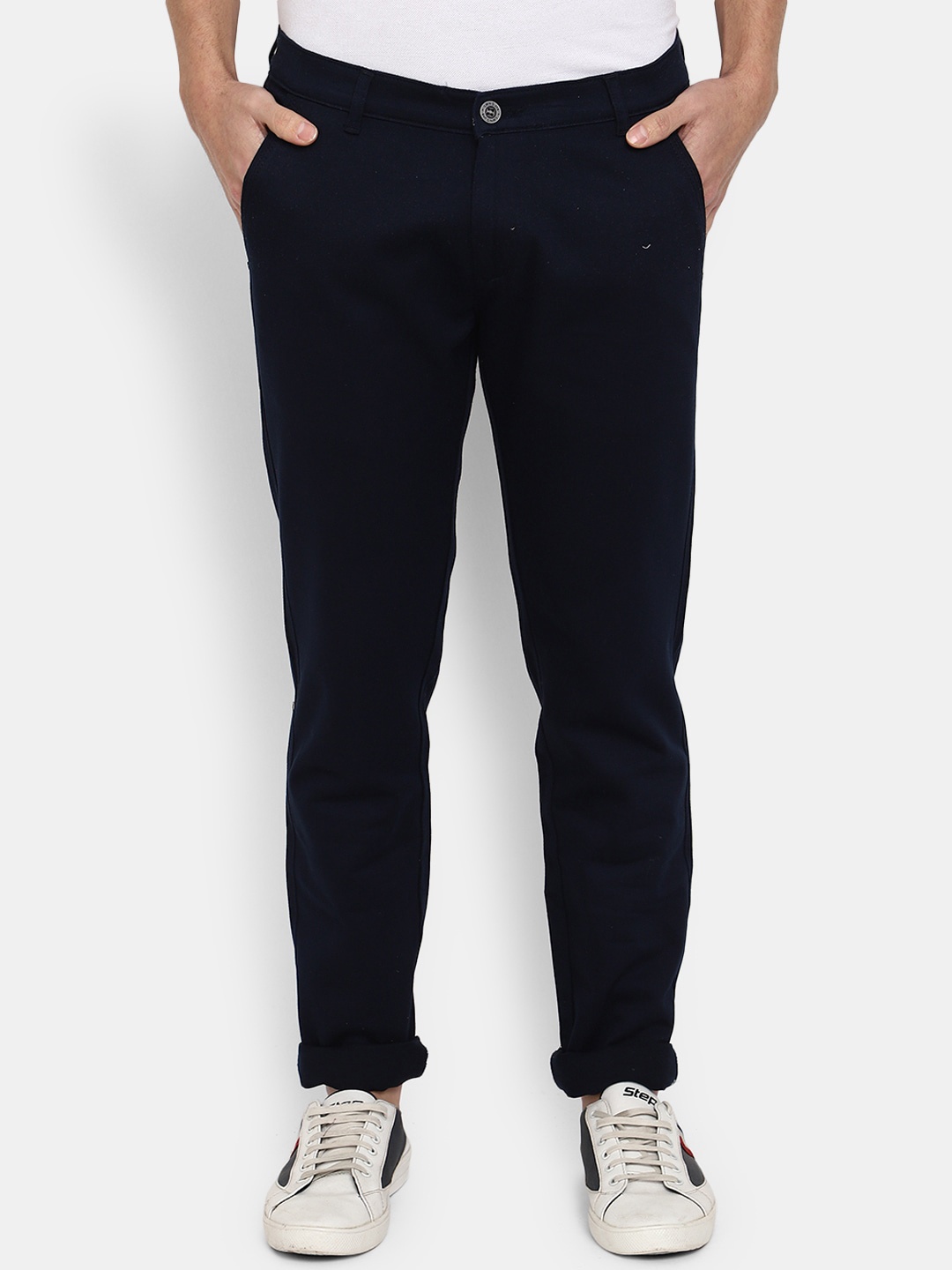 

V-Mart Men Classic Slim Fit Cotton Trousers, Navy blue