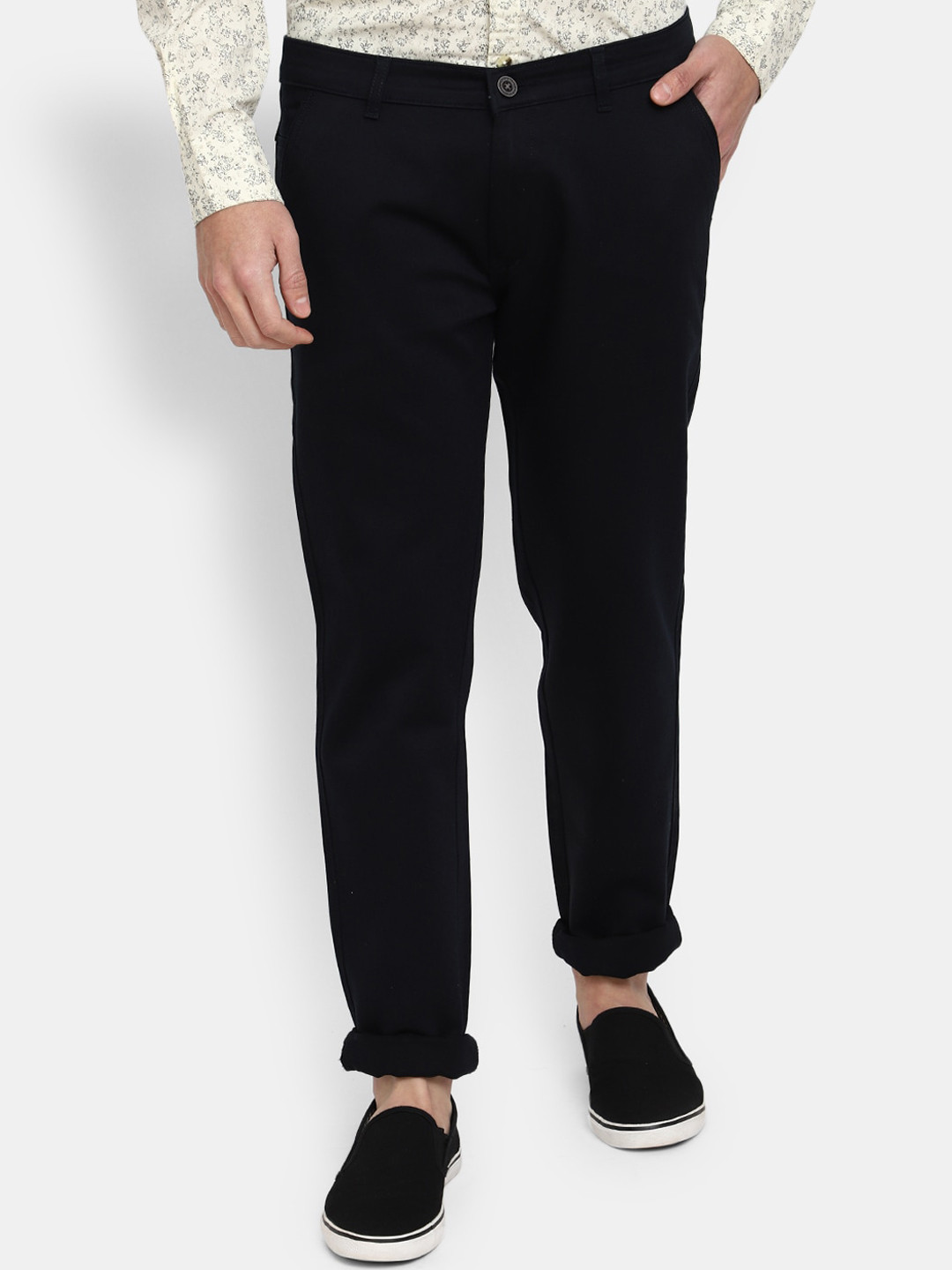 

V-Mart Men Classic Slim Fit Cotton Chinos, Navy blue