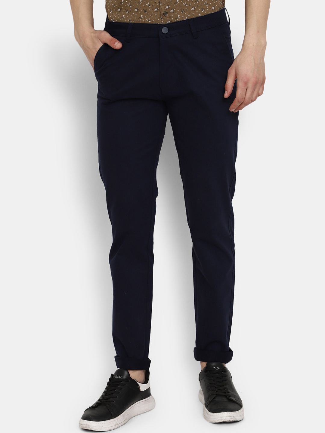 

V-Mart Men Classic Slim Fit Cotton Chinos, Navy blue
