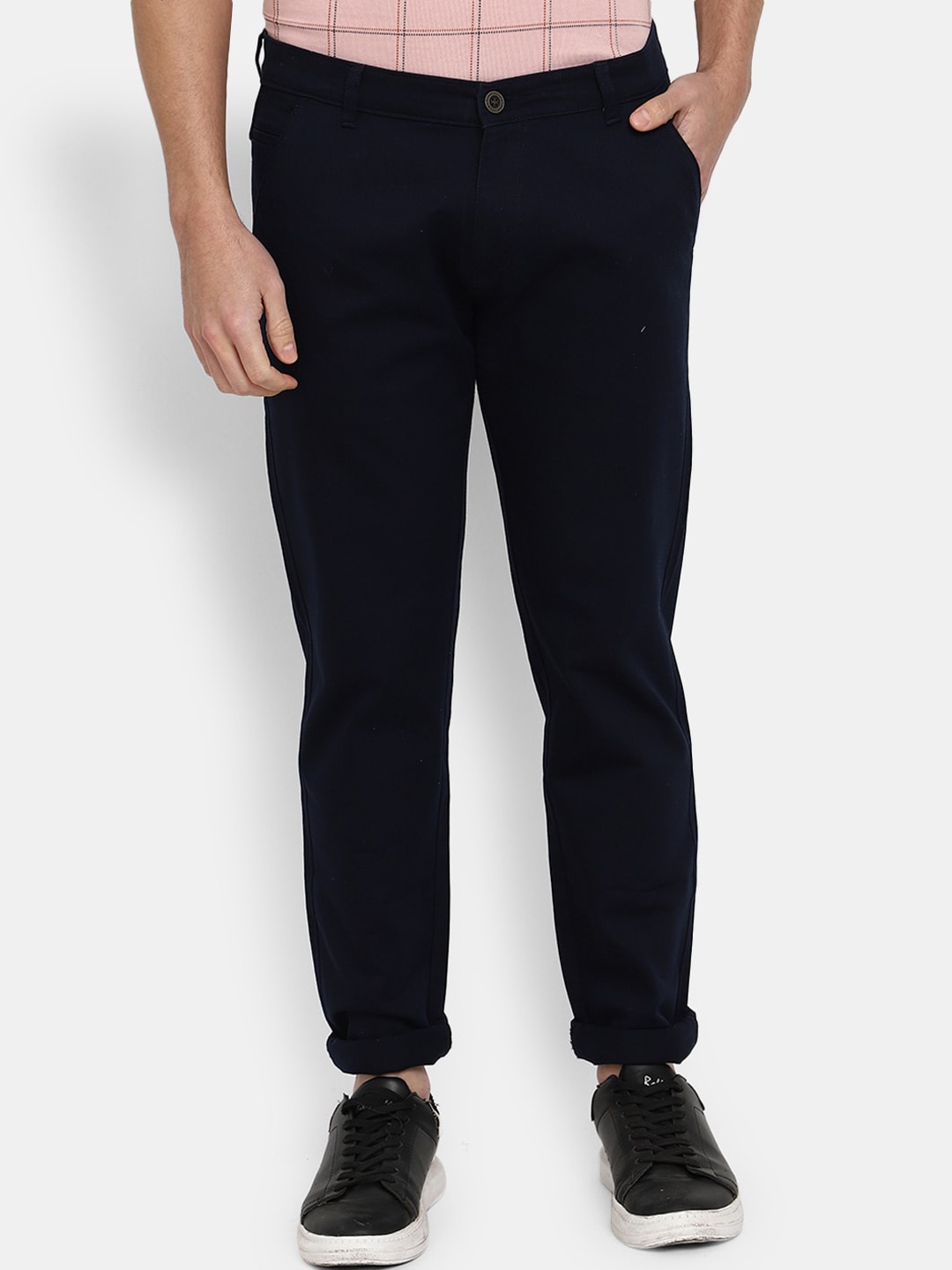 

V-Mart Men Classic Slim Fit Cotton Chinos, Navy blue