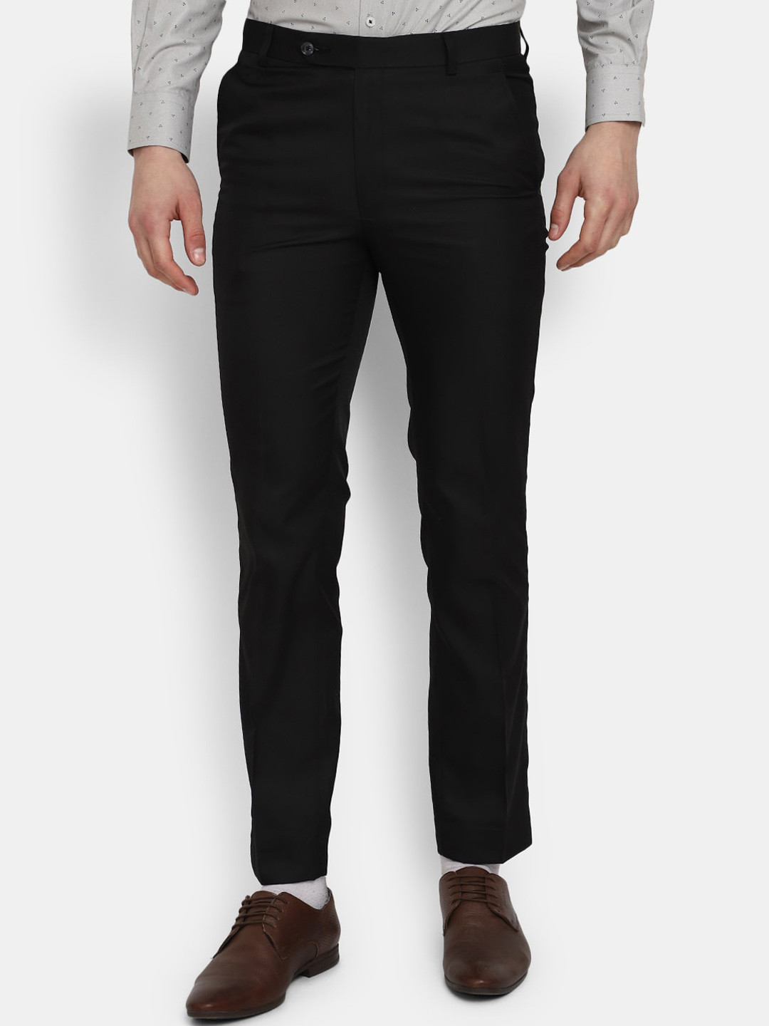 

J White by Vmart Men Classic Slim Fit CottonA Formal Trousers, Black