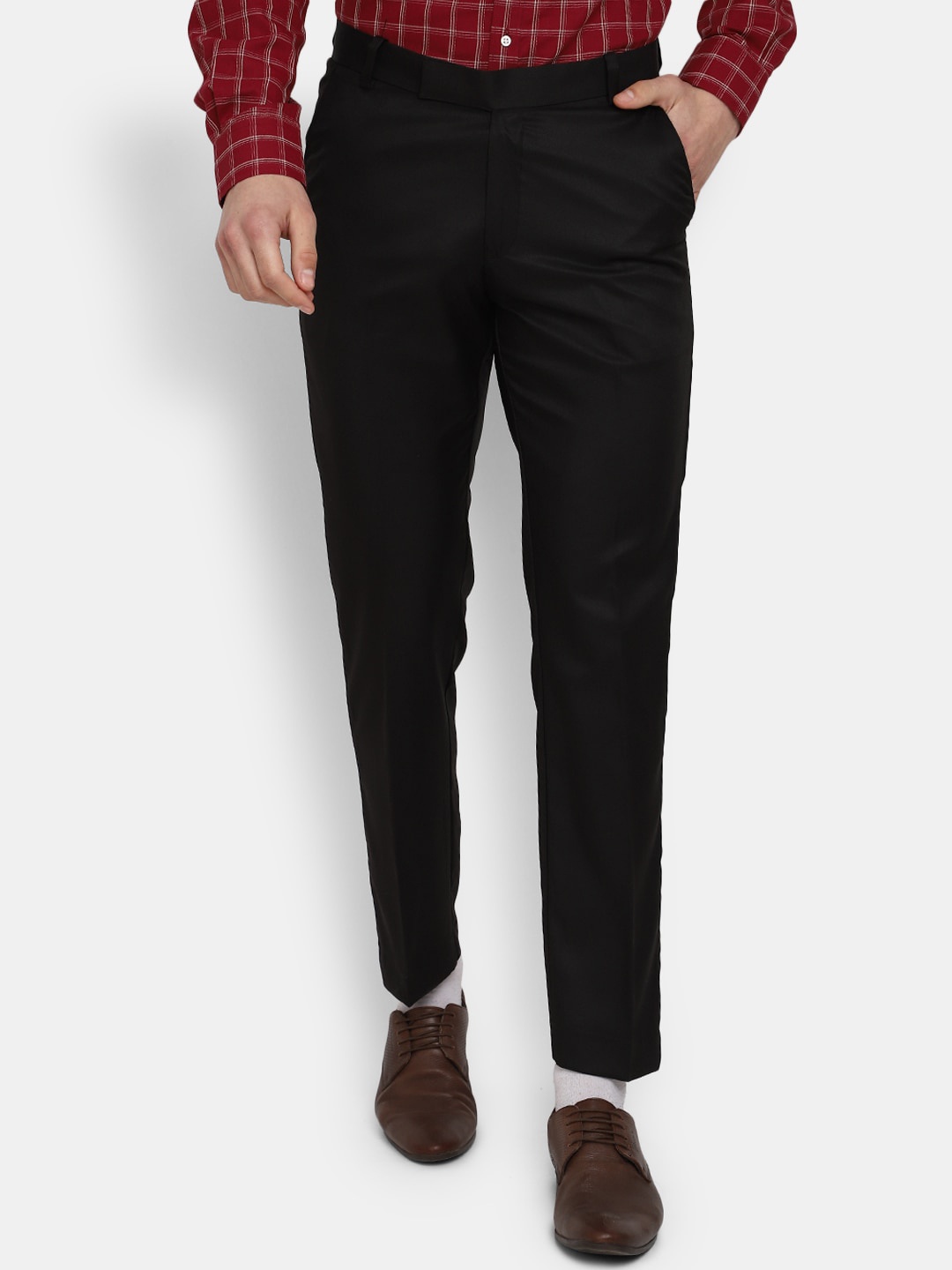

J White by Vmart Men Classic Slim Fit CottonA Formal Trousers, Black