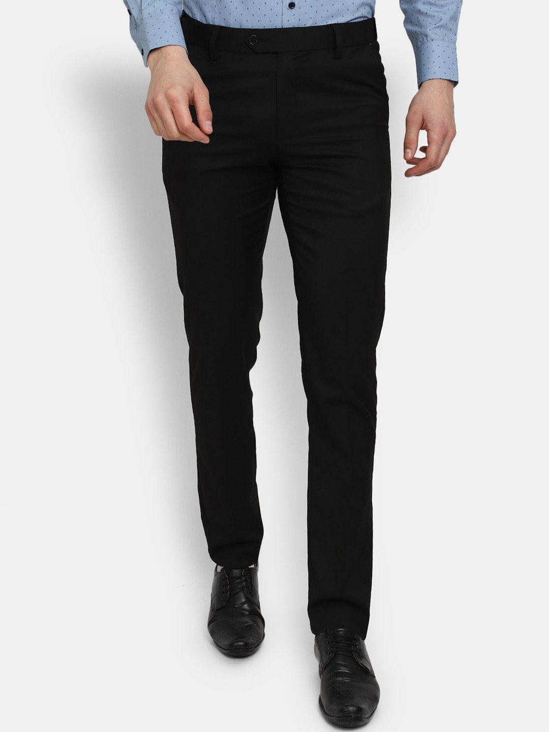 

J White by Vmart Men Classic Slim Fit CottonA Formal Trousers, Black