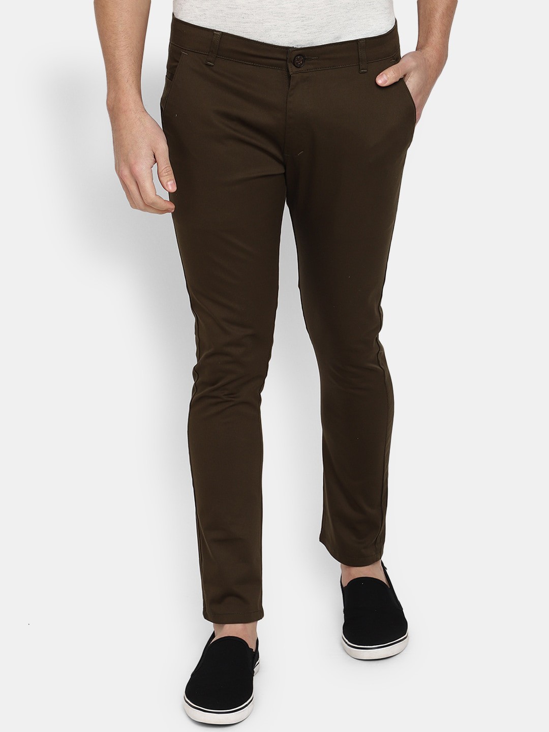 

V-Mart Men Classic Mid-Rise Trousers, Olive