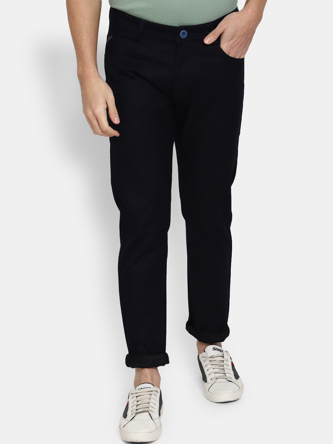 

V-Mart Men Classic Slim Fit Cotton Chinos, Navy blue