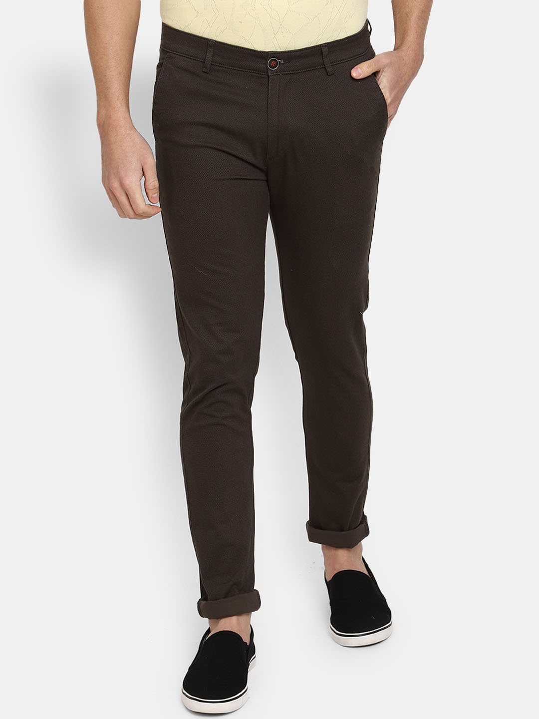 

V-Mart Men Classic Slim Fit Cotton Chinos, Coffee brown
