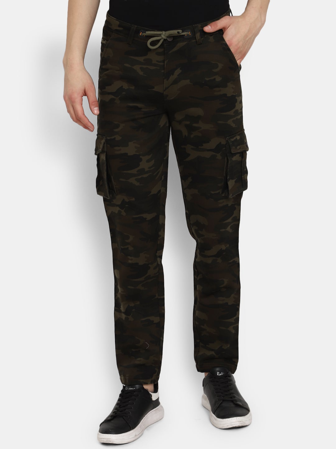 

V-Mart Men Camouflage Printed Classic Cotton Cargos, Olive