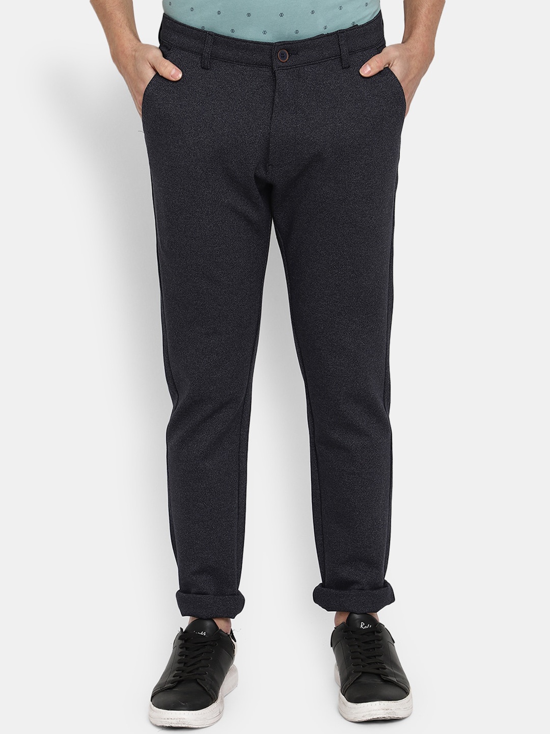 

V-Mart Men Classic Slim Fit Cotton Chinos, Navy blue