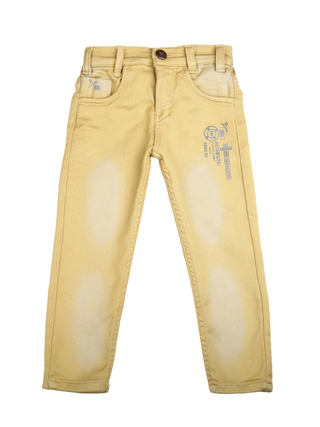 

V-Mart Boys Classic Mid-Rise Cotton Jeans, Yellow