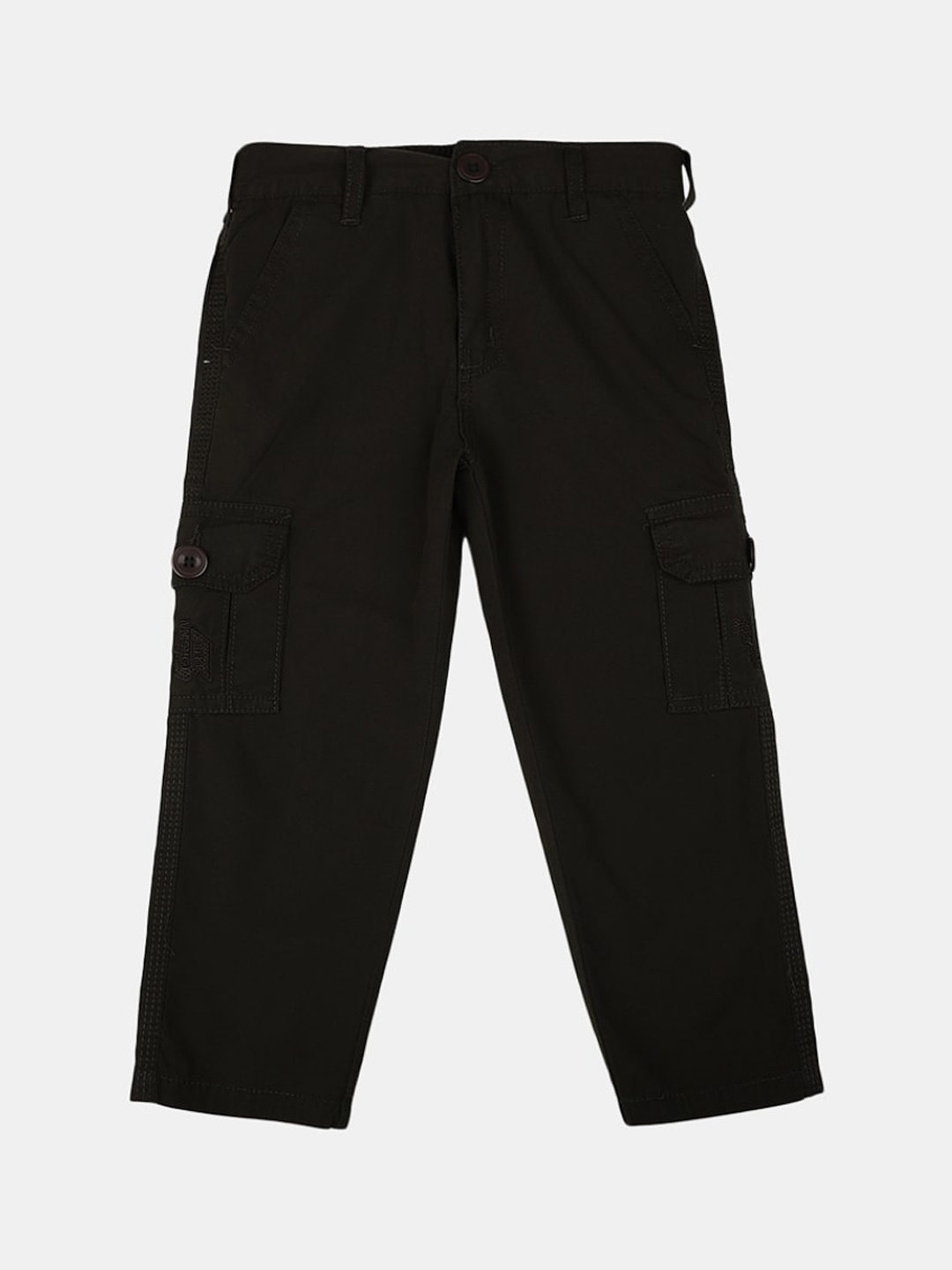 

V-Mart Boys Classic Mid-Rise Cotton Cargos, Olive