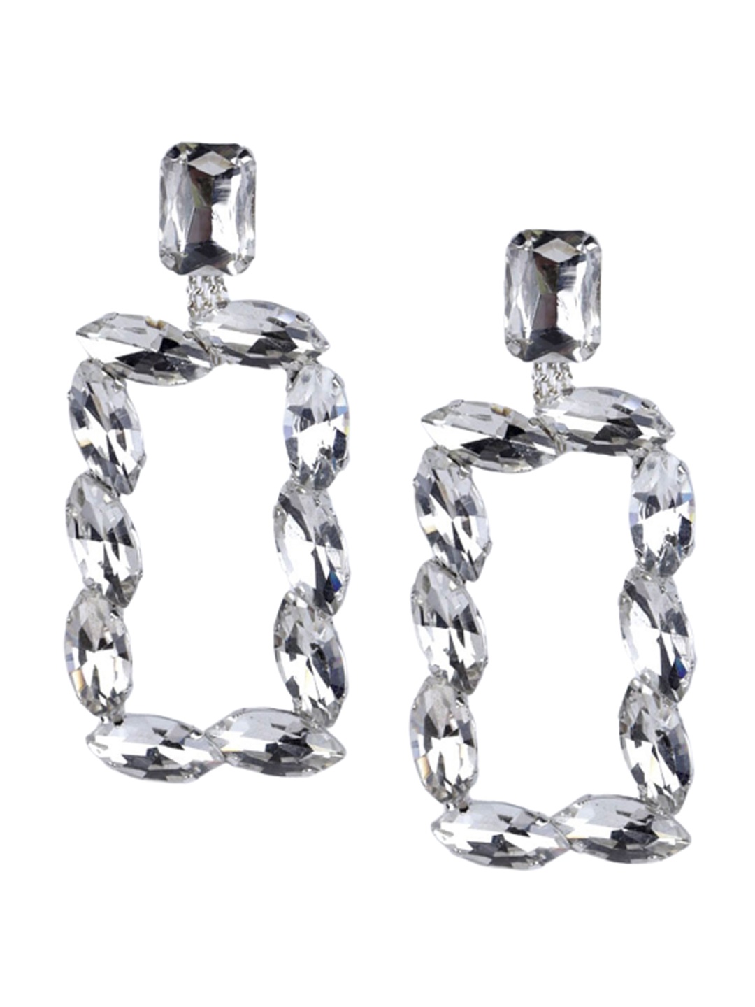 

VAGHBHATT Silver-Plated Geometric Drop Earrings