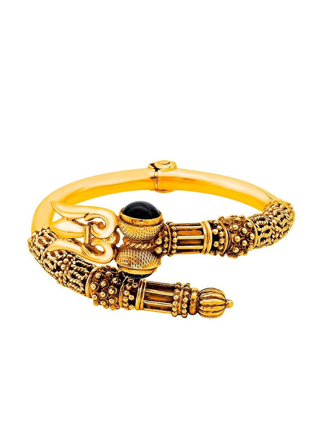 

ahilya 92.5 Sterling Silver Gold-Plated Onyx-Studded Kada Bangle