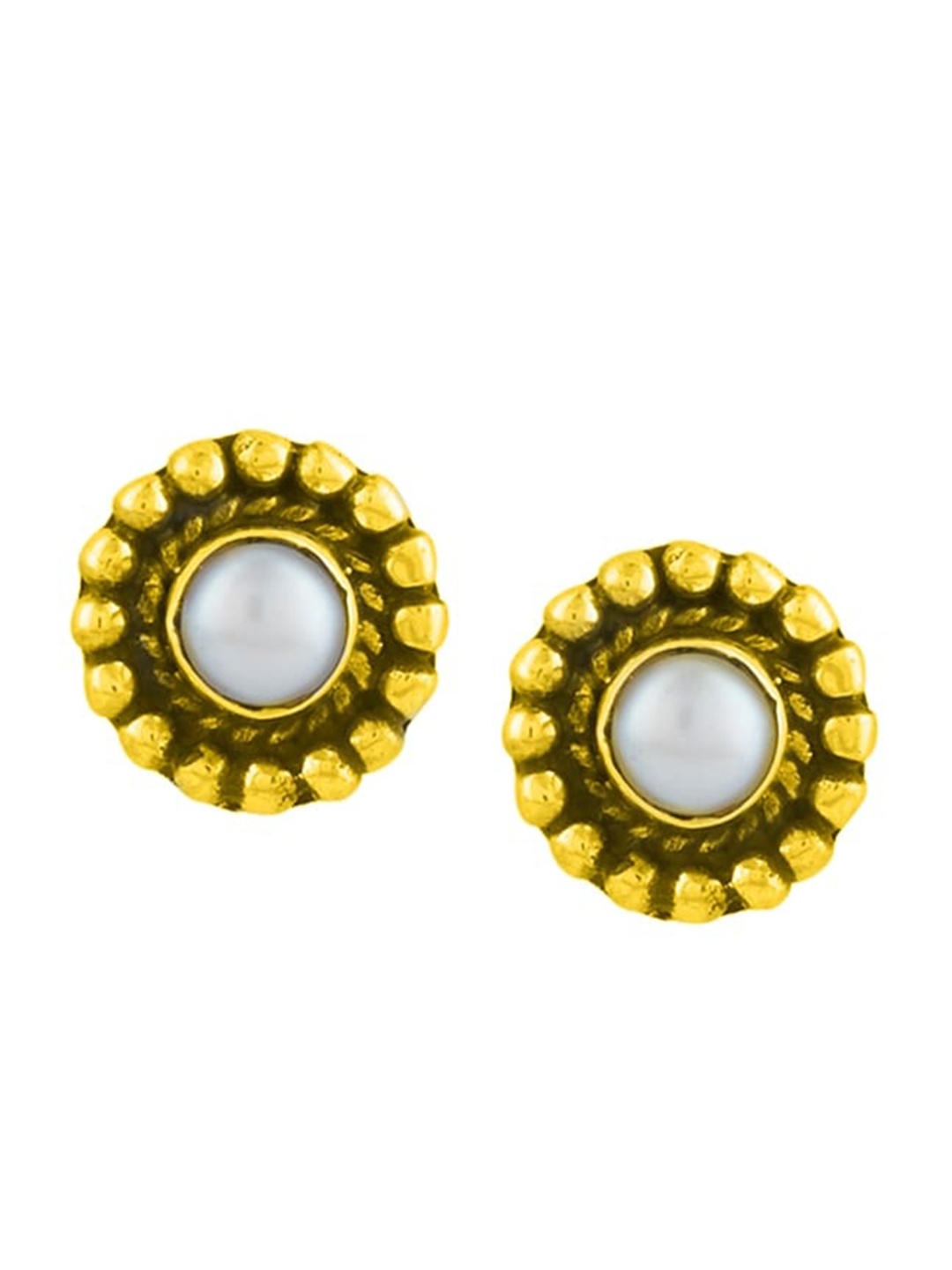 

ahilya 92.5 Sterling Silver Gold-Plated Circular Studs Earrings, Yellow