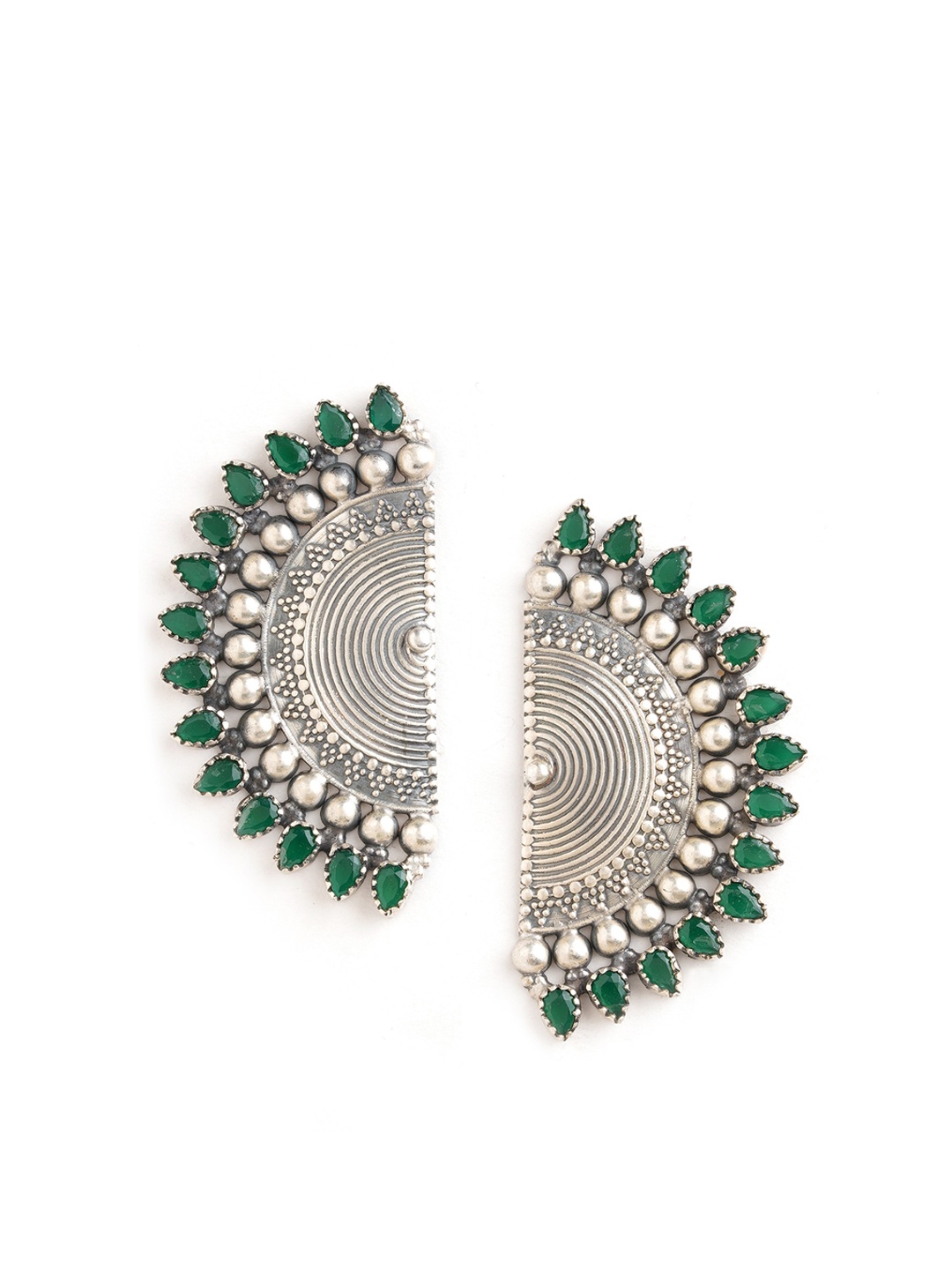

ahilya 92.5 Sterling Silver-Plated Contemporary Studs Earrings, Green