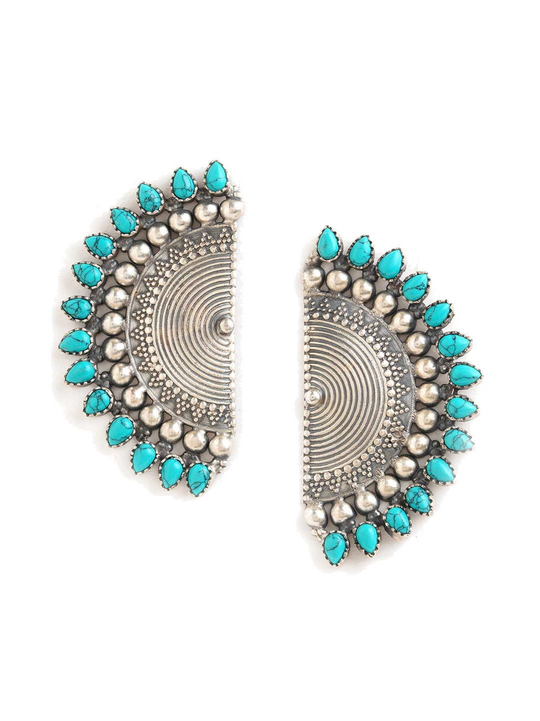

ahilya 92.5 Sterling Silver-Plated Contemporary Studs Earrings, Turquoise blue