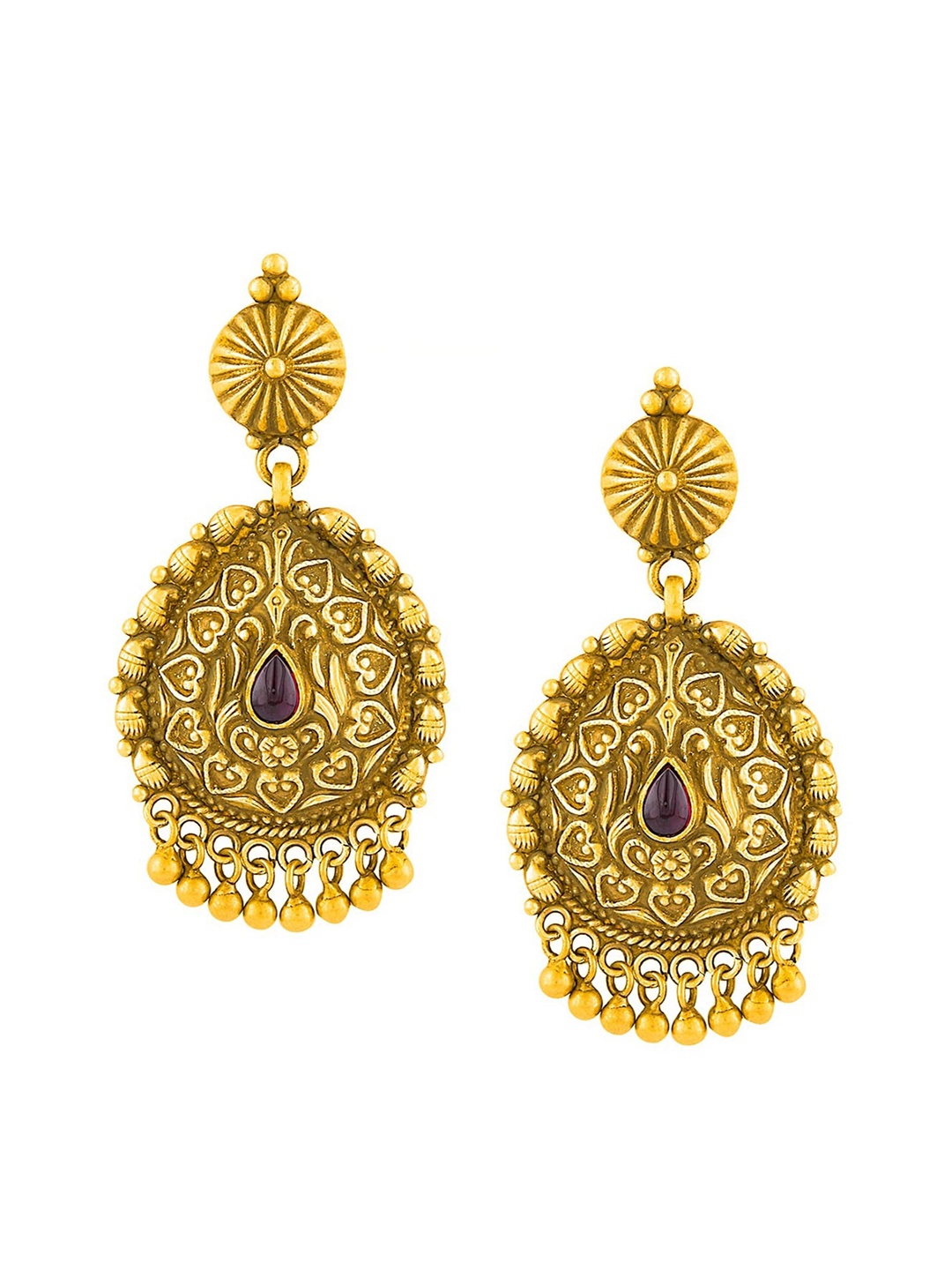 

ahilya 92.5 Sterling Gold-Plated Contemporary Drop Earrings, Maroon