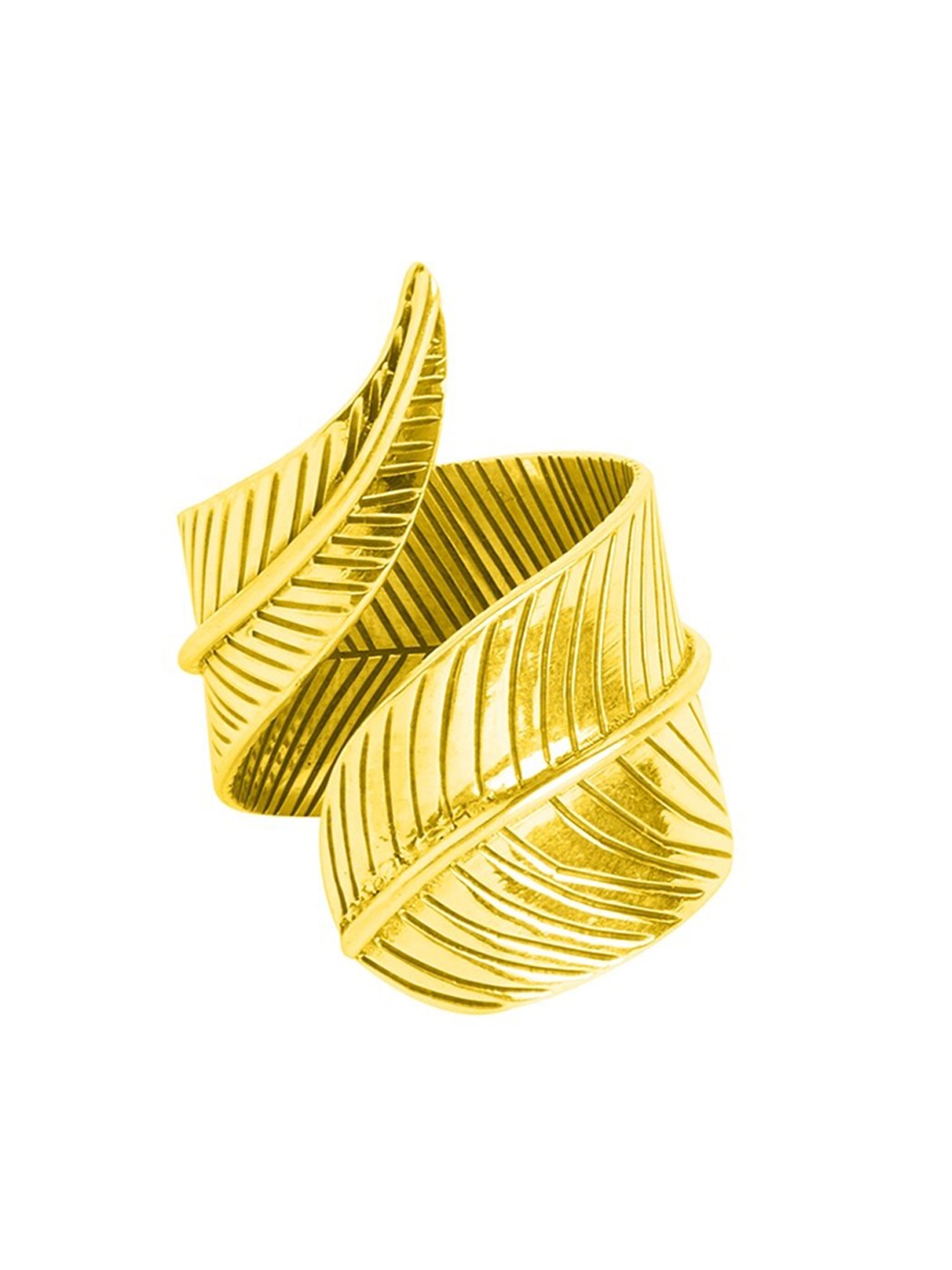 

ahilya 92.5 Sterling Silver Gold-Plated Leaf Wraparound Adjustable Finger Ring