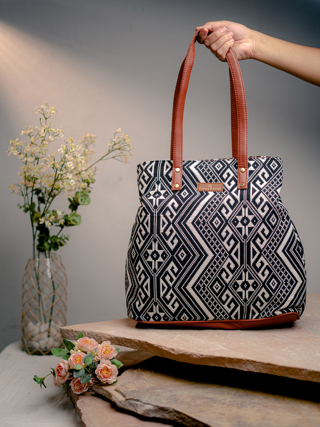 

NR By Nidhi Rathi Printed Shopper Shoulder Bag, Black