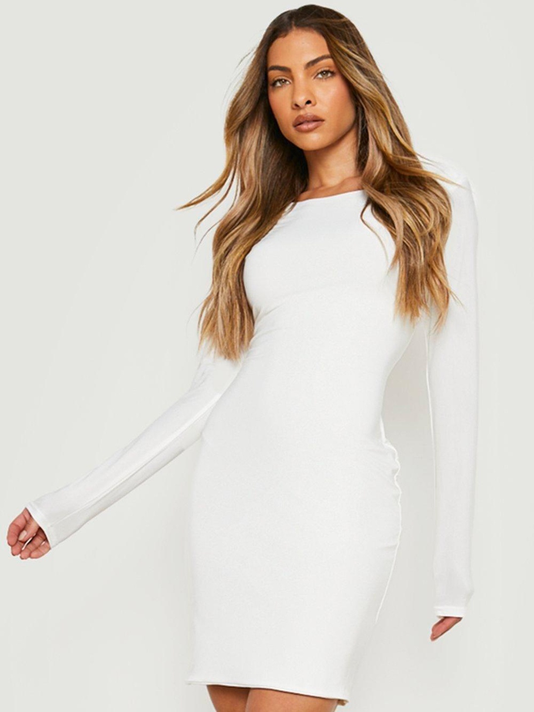 

Boohoo Tie-Up Back Bodycon Mini Dress, White