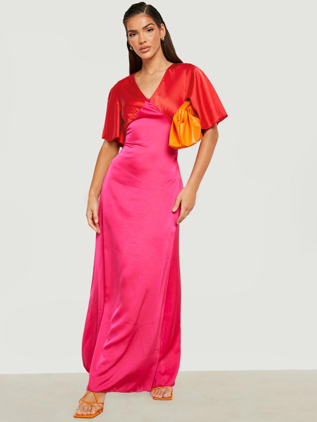 

Boohoo Colourblocked Maxi Dress, Pink