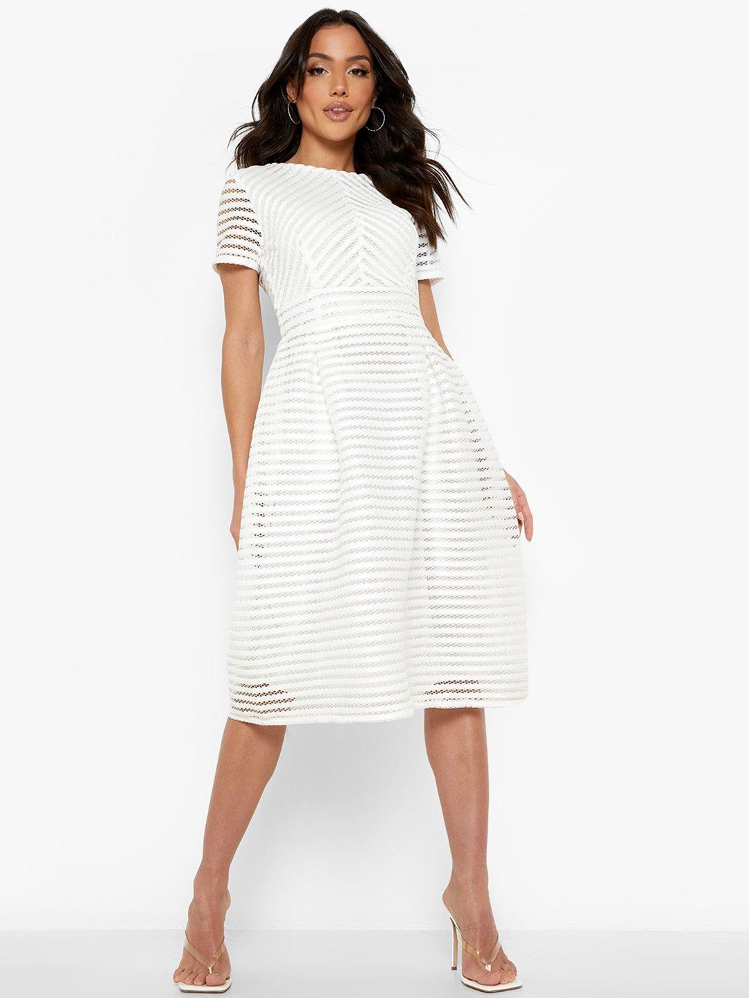 

Boohoo Self Design A-Line Midi Dress, White