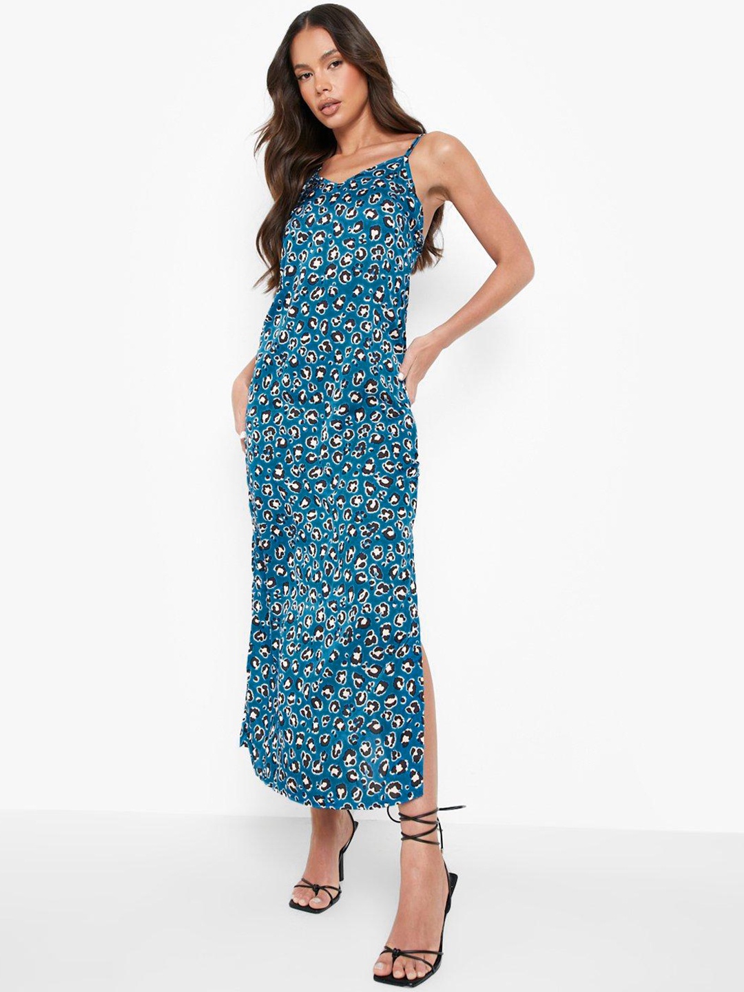 

Boohoo Animal Print Maxi Dress, Blue