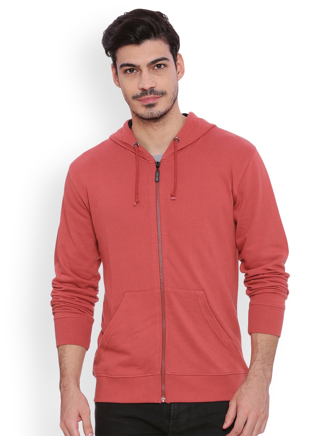

ARISE Men Red Solid Hooded Sweatshirt