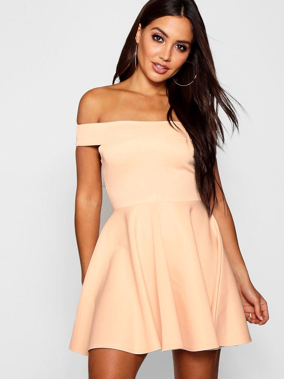 

Boohoo Off-Shoulder A-Line Mini Dress, Rose
