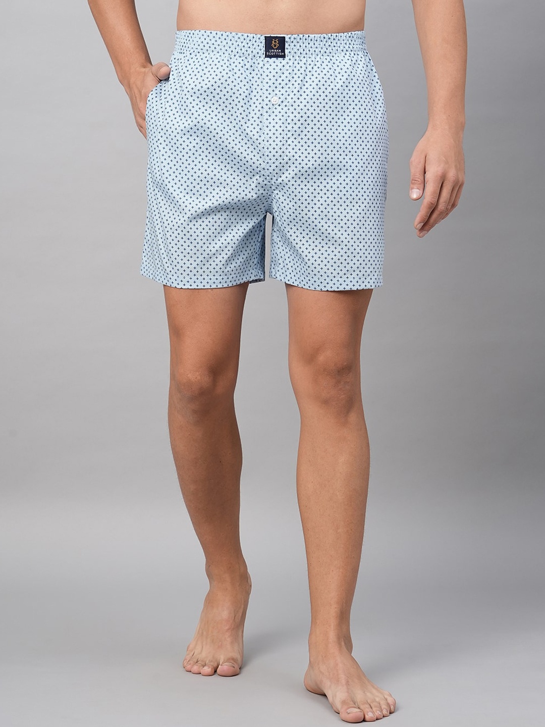 

URBAN SCOTTISH Men Conversational Printed Pure Cotton Boxers, Blue
