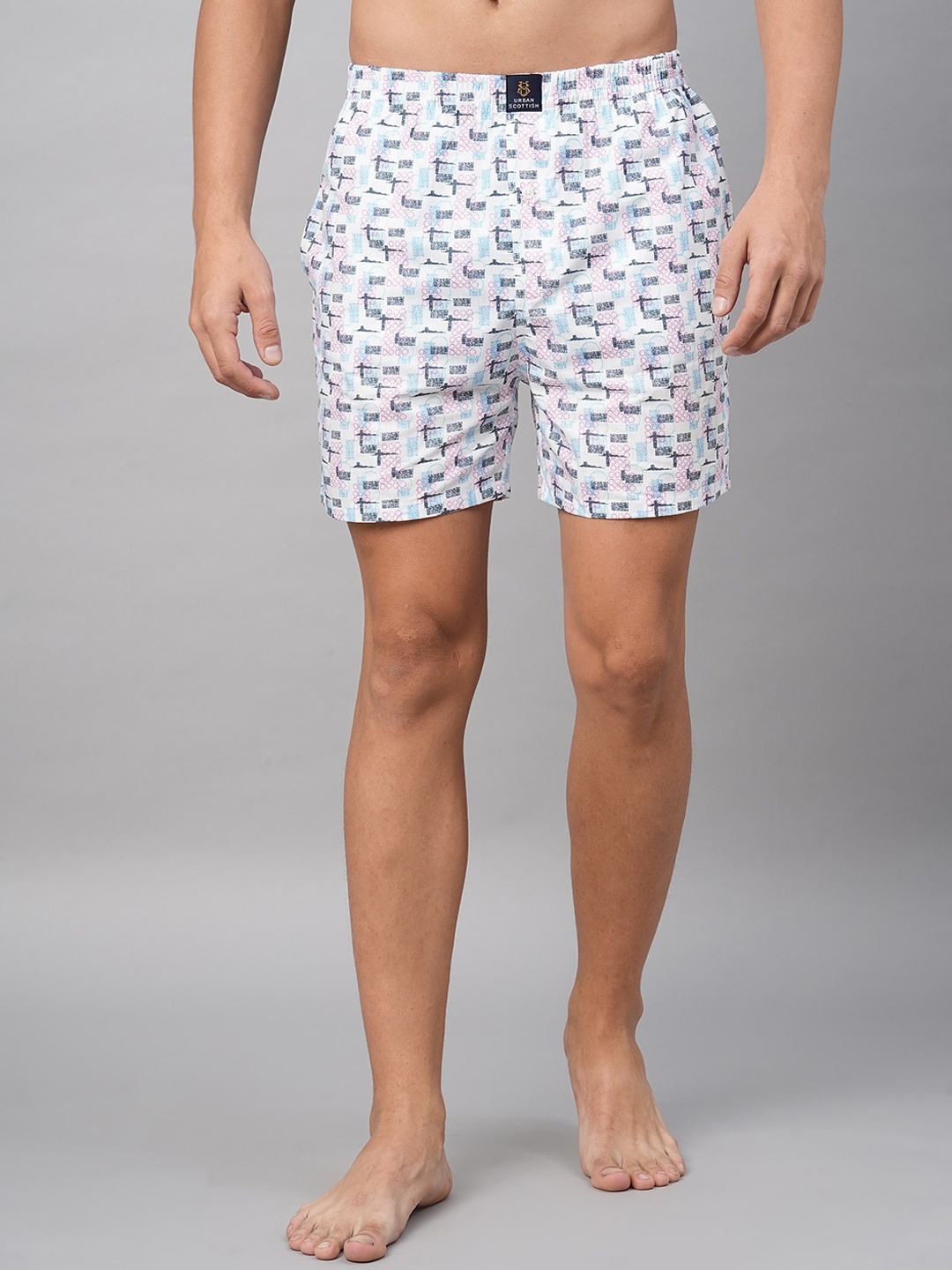 

URBAN SCOTTISH Men Conversational Printed Pure Cotton Boxers, White