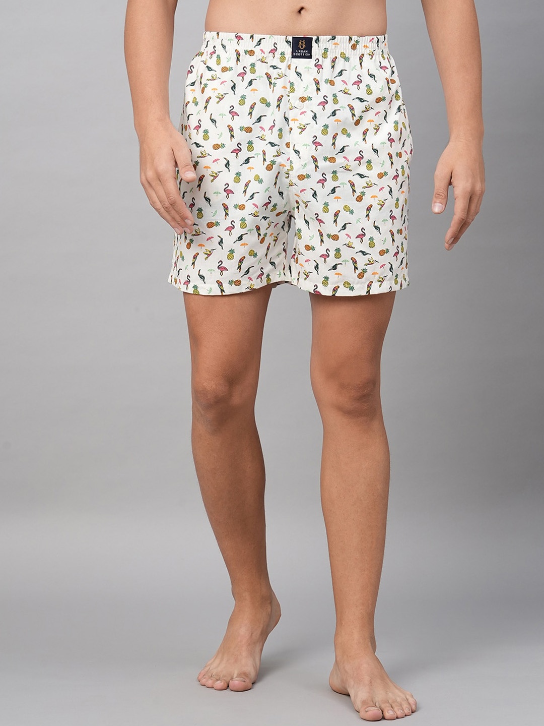 

URBAN SCOTTISH Men Conversational Printed Pure Cotton Boxers, Beige