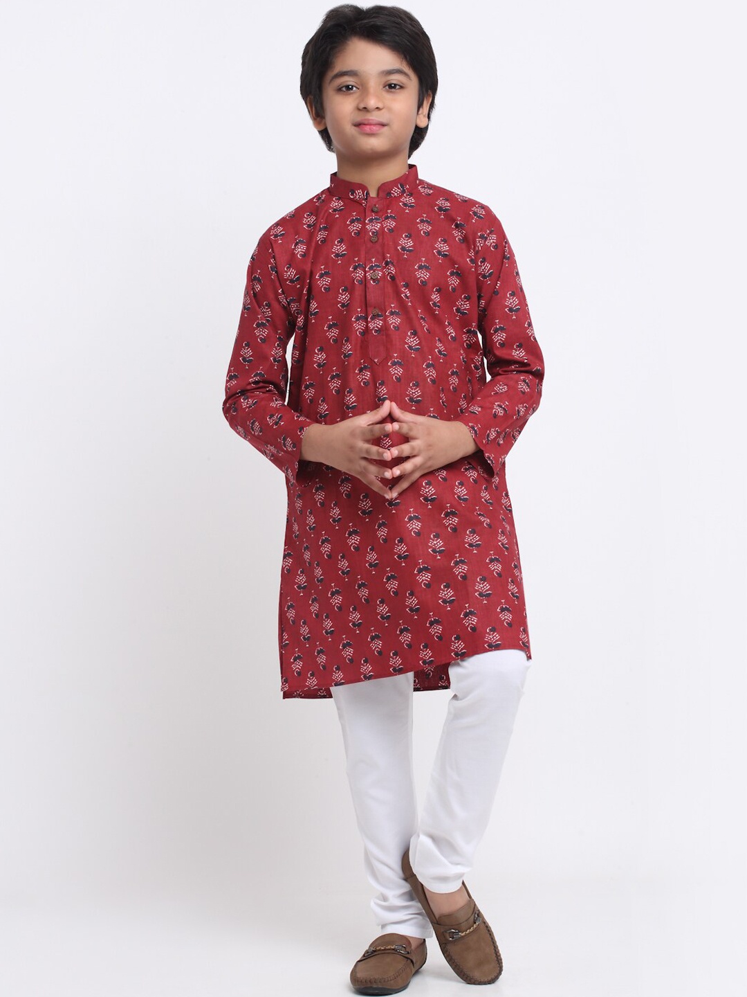 

KRAFT INDIA Boys Ethnic Motifs Printed Cotton Kurta, Maroon