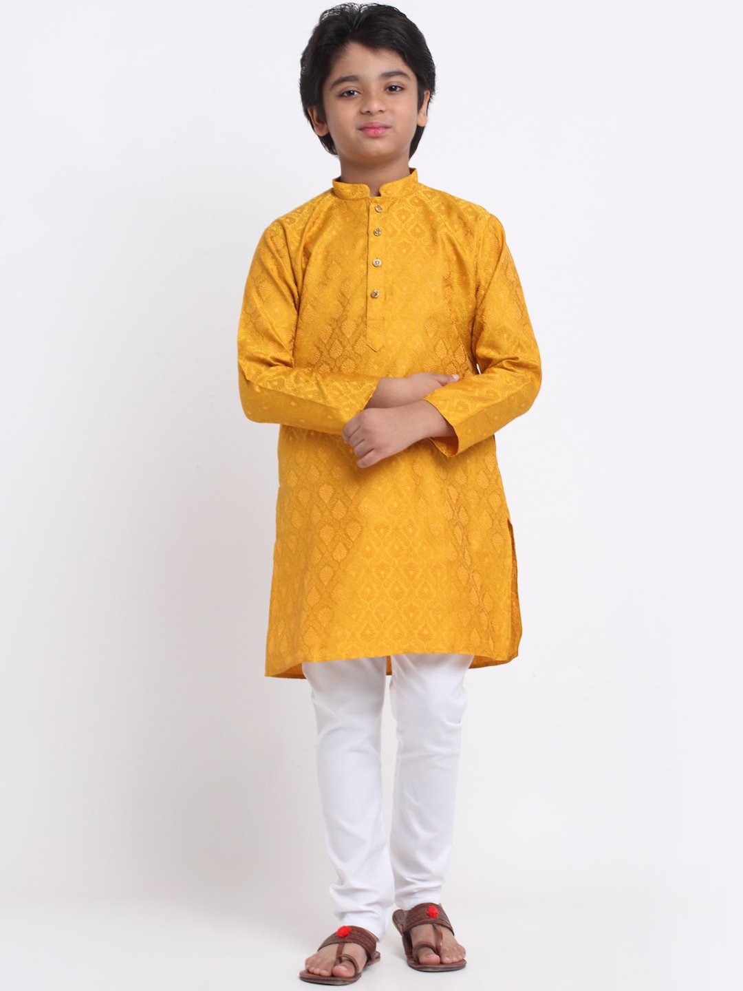 

KRAFT INDIA Boys Ethnic Motifs Woven Design Kurta, Yellow