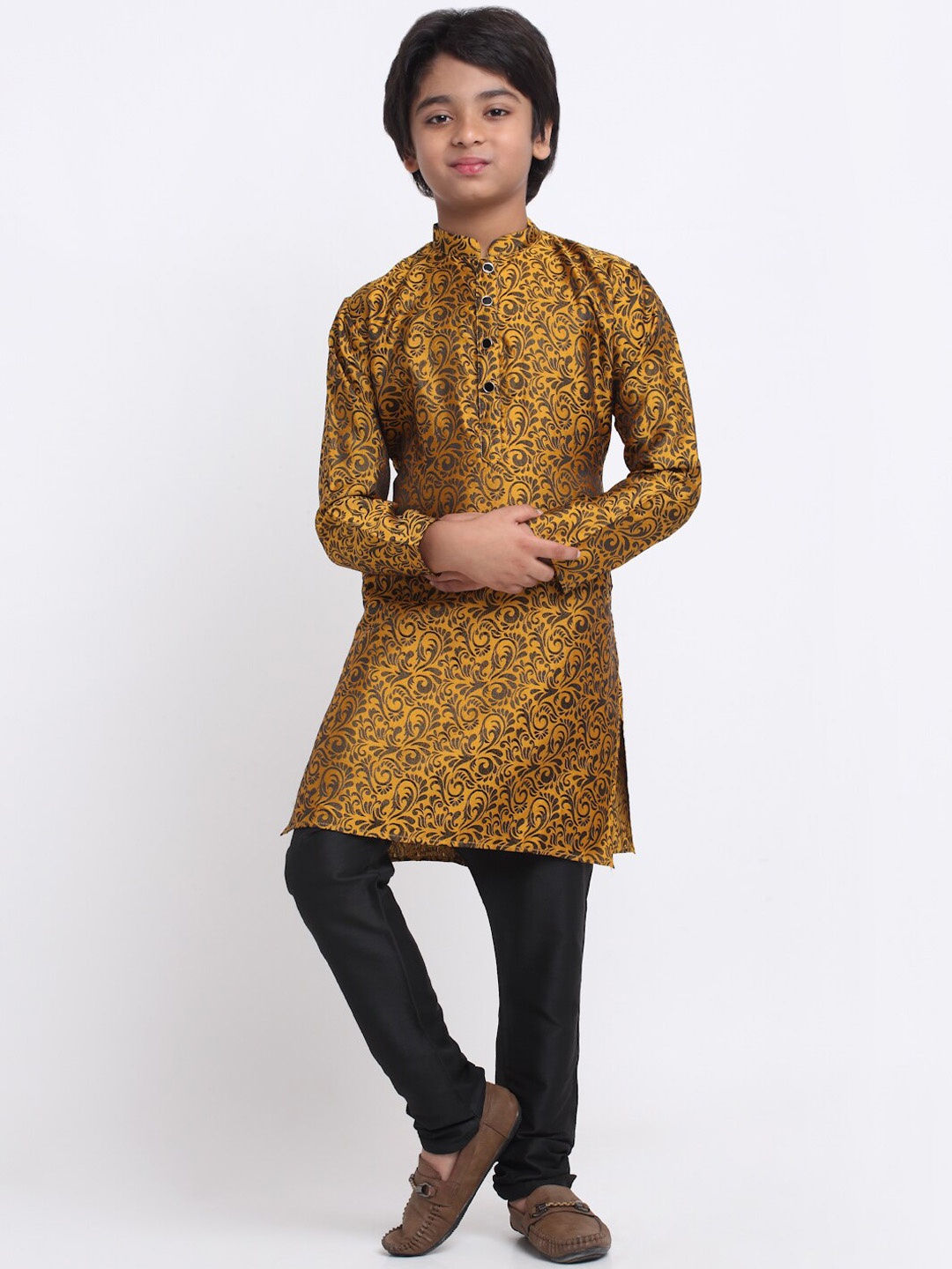 

KRAFT INDIA Boys Ethnic Motifs Woven Design Kurta, Yellow