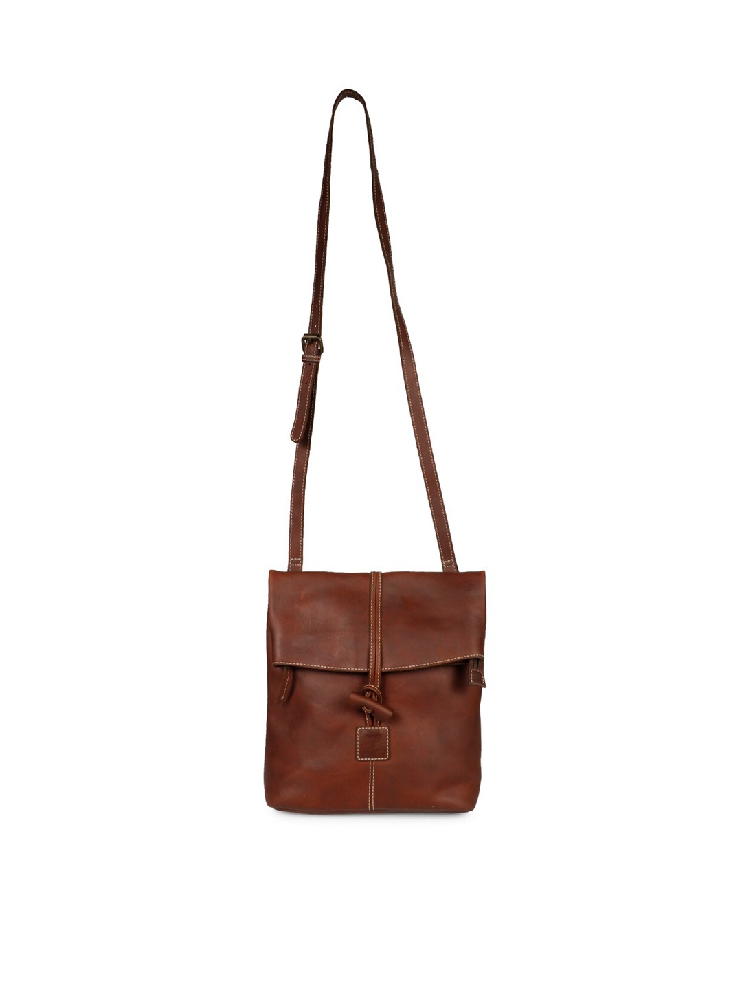 

Saint G Leather Structured Sling Bag, Coffee brown