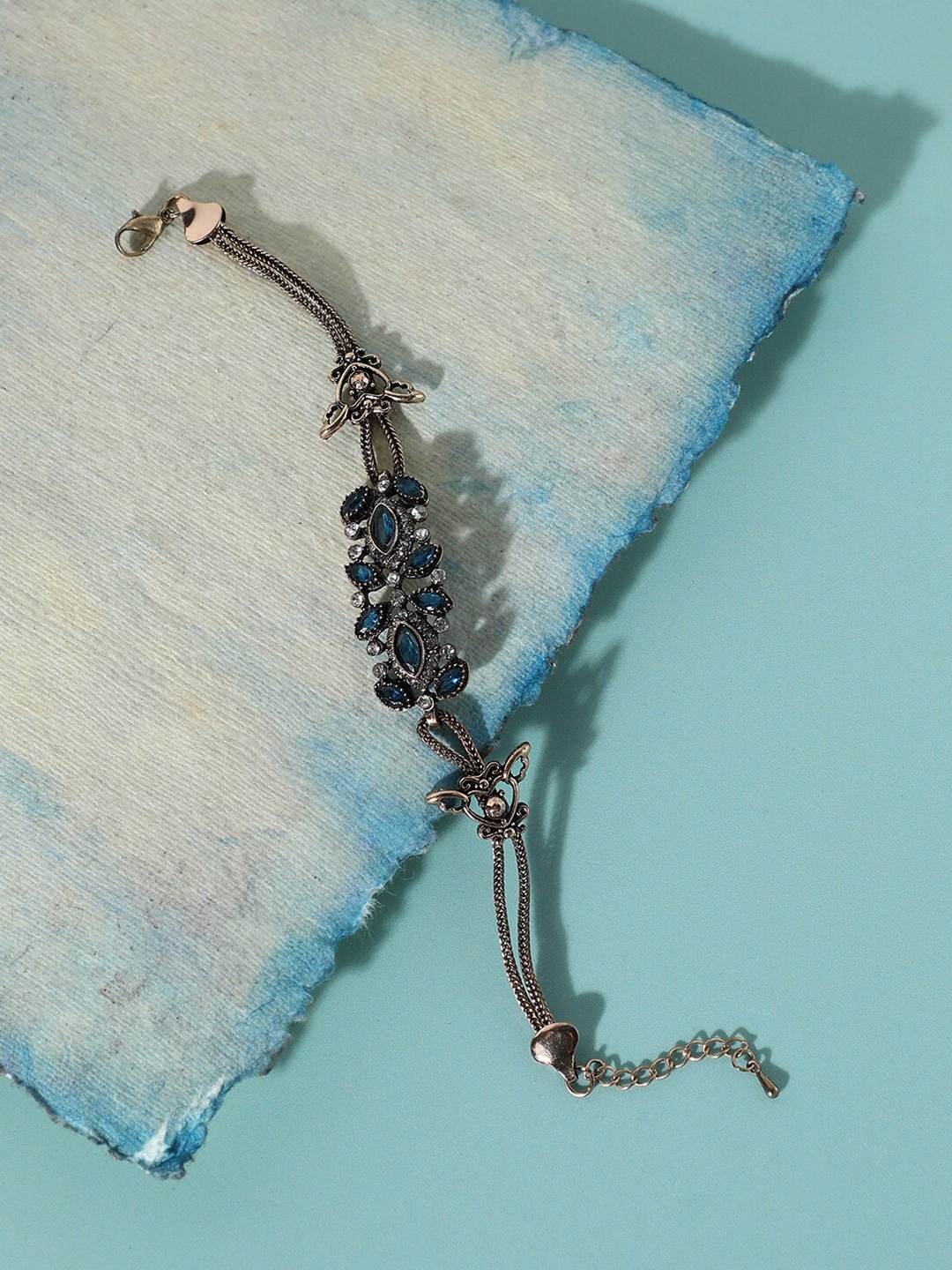 

SOHI Women Gold-Plated Stone Studded Armlet Bracelet, Teal