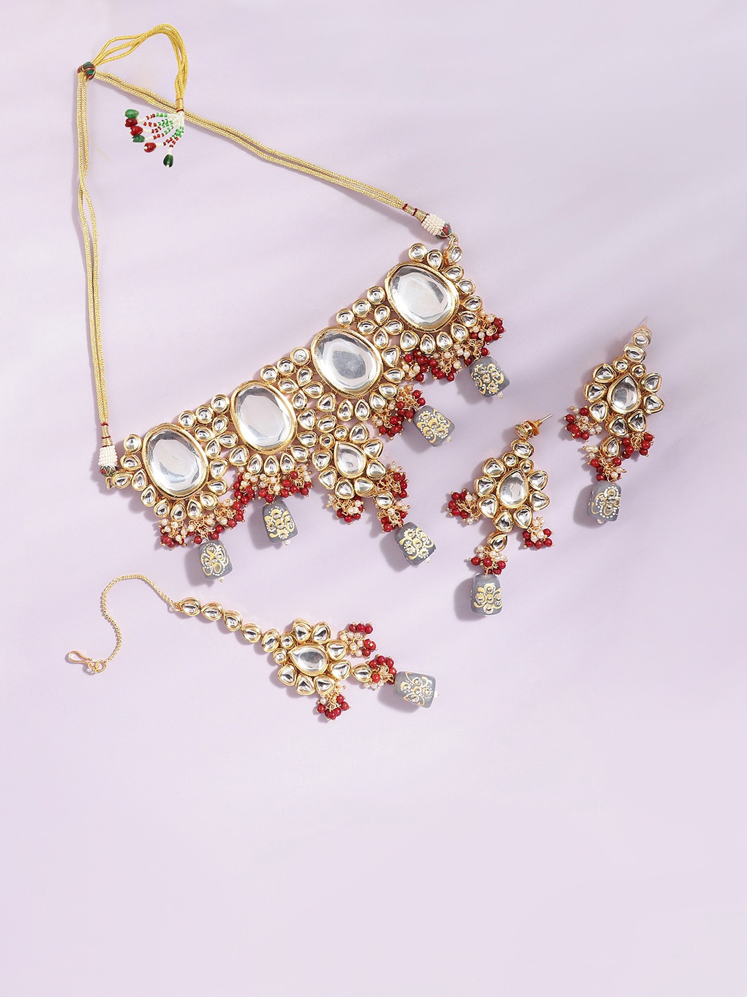 

SOHI Gold-Plated Kundan-Studded & Artificial Beaded Jewellery Set