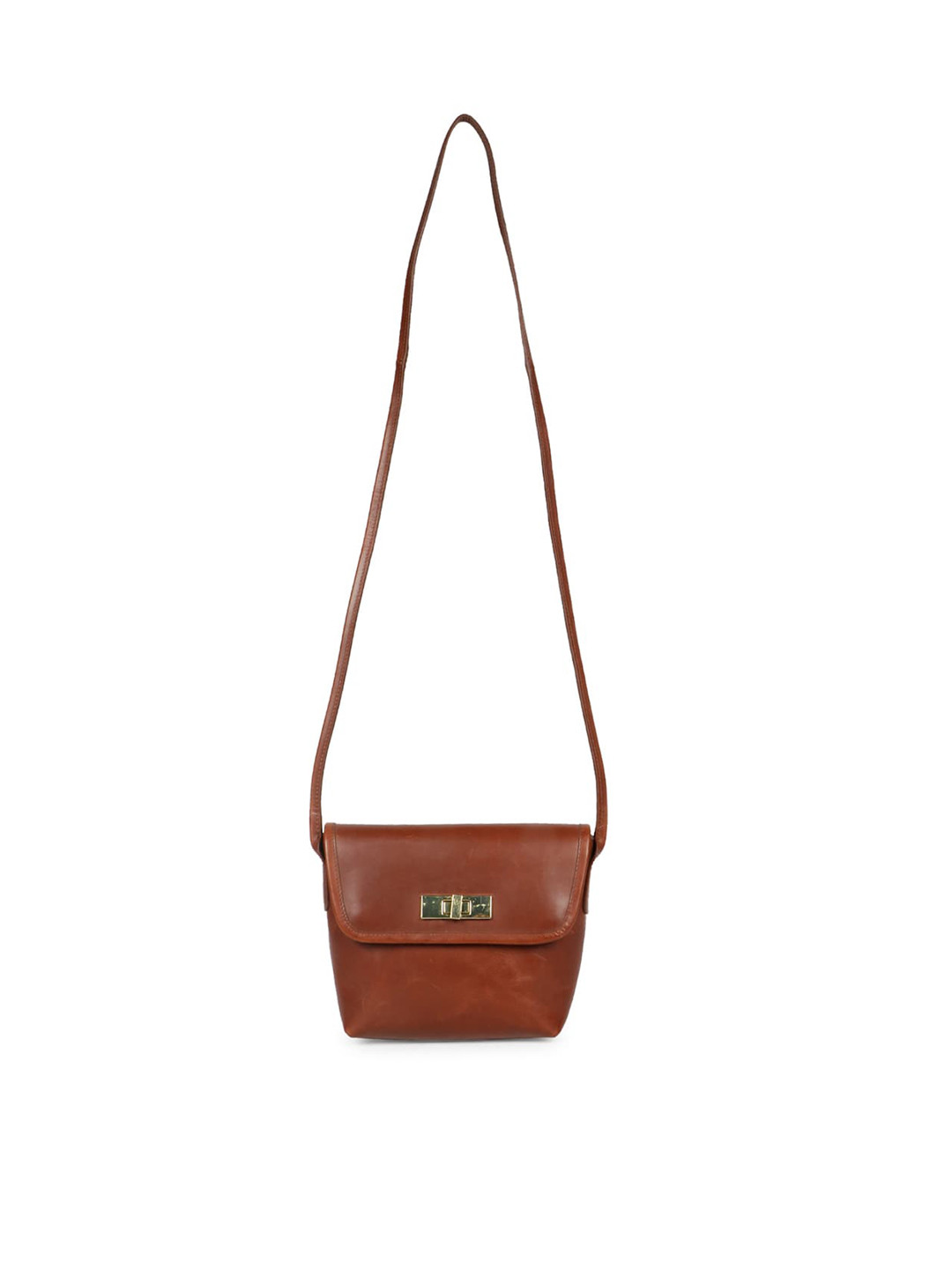 

Saint G Leather Structured Sling Bag, Coffee brown