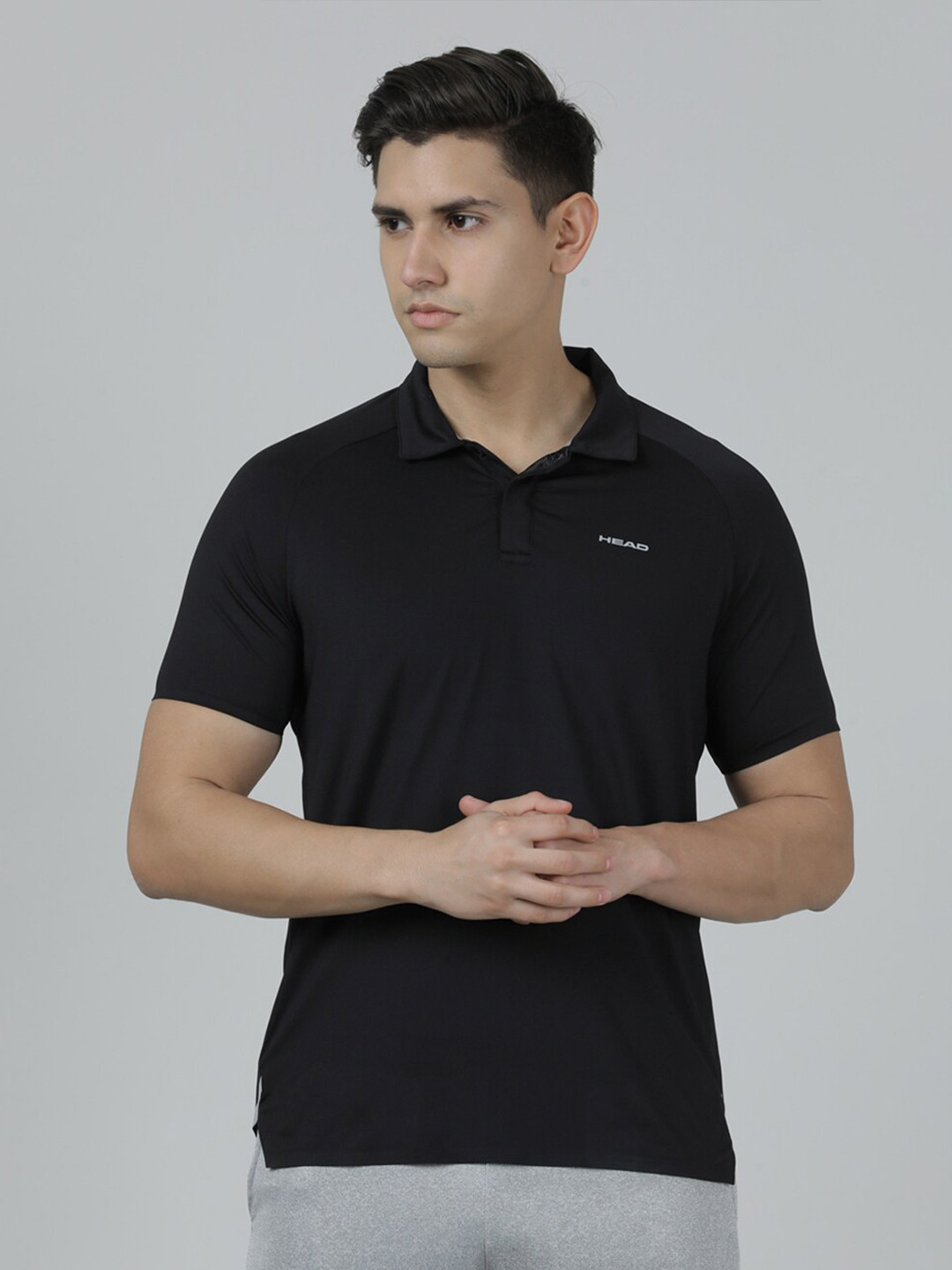 

Head Polo Collar Raglan Sleeves Slim Fit Training or Gym T-shirt, Black