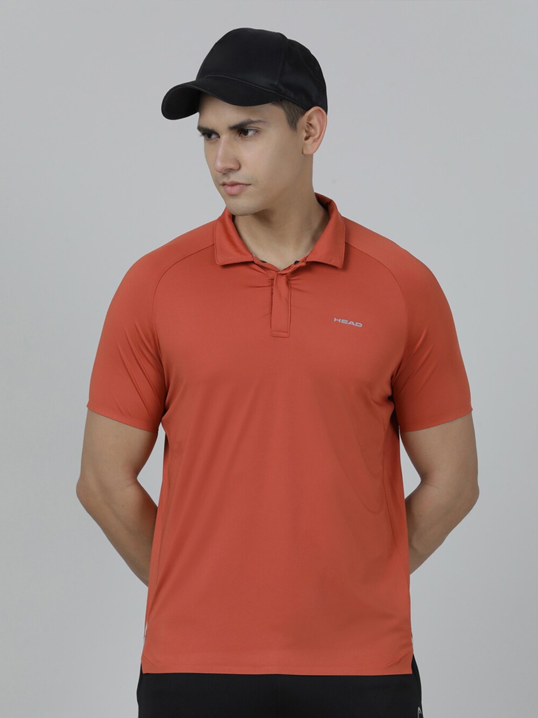 

Head Polo Collar Raglan Sleeves Slim Fit T-shirt, Rust