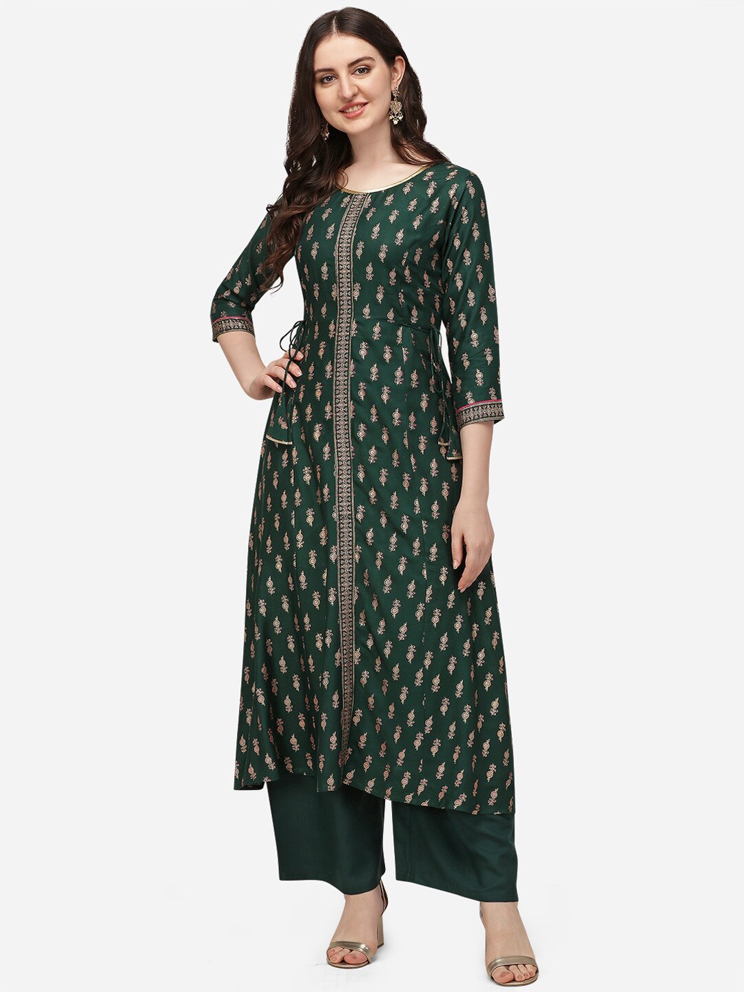 

Florence Ethnic Motifs Printed Kurta with Palazzos, Green